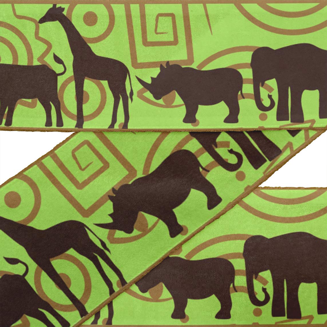 Green Stripe & Animal Print Velvet Ribbon Trim - 9 Yards, 2 Inches Wide for Crafts, Sewing, DIY Accessories - Perfect for Scrapbooking, Gift Wrapping & Home Decor