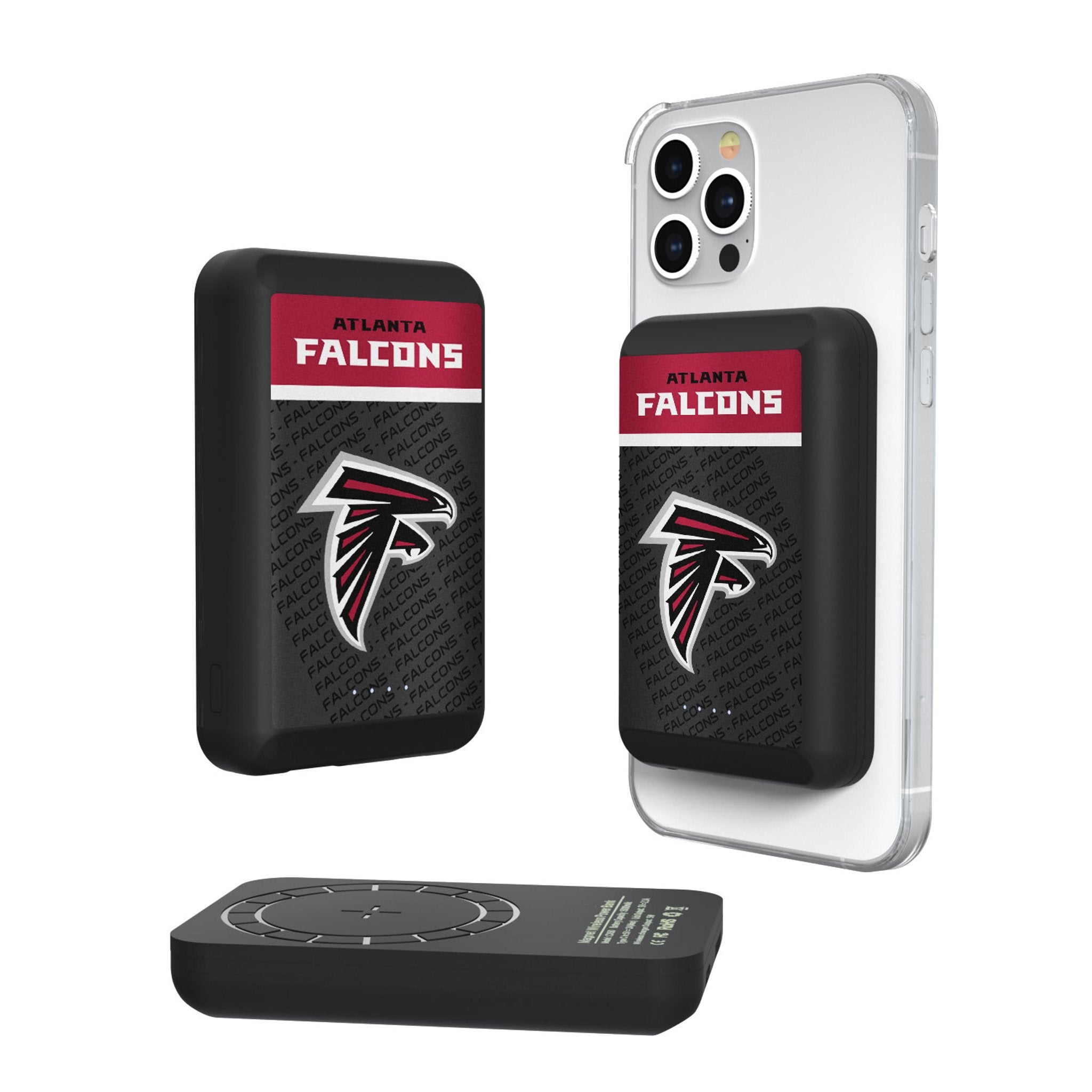 Atlanta Falcons NFL Team Wireless Magnetic Power Bank 10000mAh Portable Charger - Fast Charging for iPhone, Android, AirPods - Perfect for Travel, Work, and Game Day