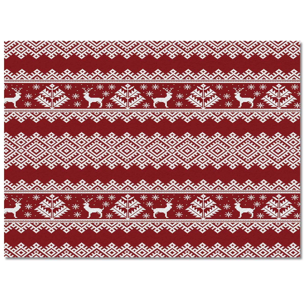 4' x 6' Christmas Reindeer Area Rug - Non-Slip Indoor Outdoor Rug, Easy Clean Scandinavian Winter Design for Living Room, Patio, Deck & Picnic - Holiday Home Decor Gift
