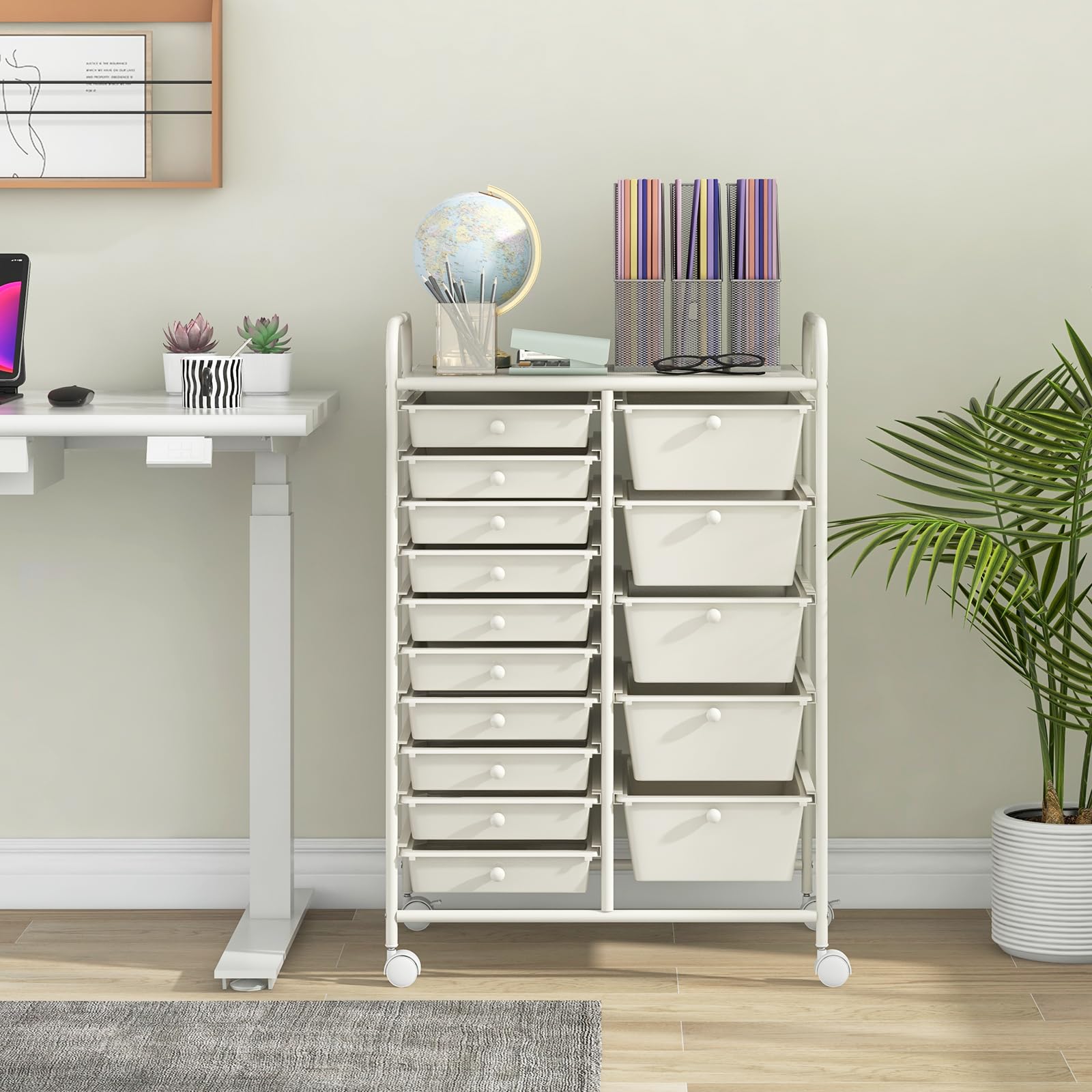 Giantex 15-Drawer Rolling Storage Cart with Wheels - Mobile Organizer for Classroom, Office, Home, School Supplies, Tools, Crafts & Art Paper - Perfect for Teachers, Students & DIY Enthusiasts