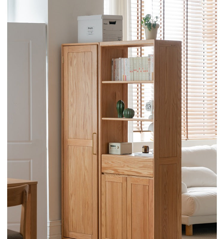 Solid Oak Wood Mirror Entryway Cabinet - Stylish & Durable Hallway Storage with Mirror for Home Decor