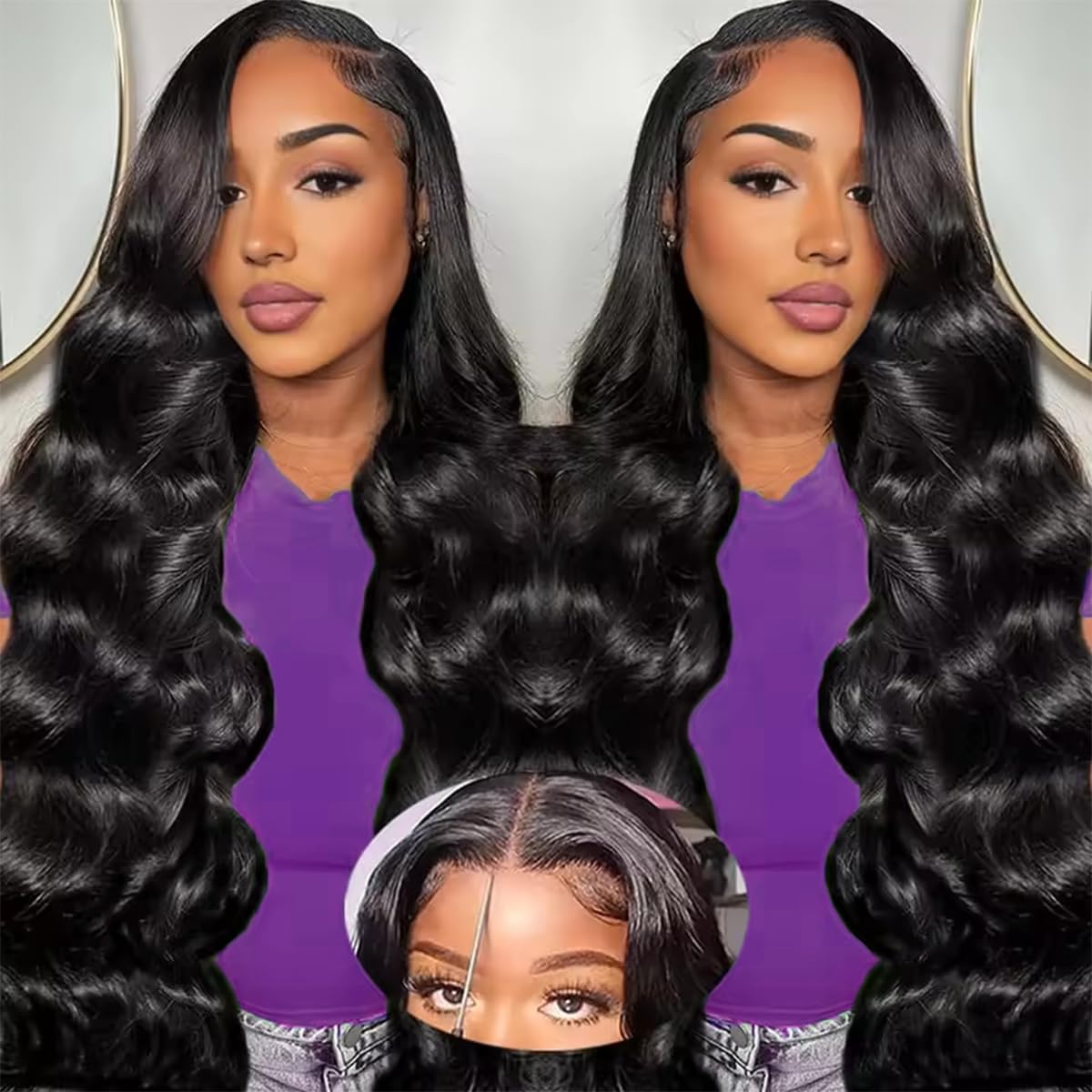 13x4 HD Glueless Body Wave Lace Front Wig - 26 Inch Brazilian Virgin Human Hair with Baby Hair | 200% Density Natural Wavy Lace Frontal Wig for Women | Perfect for Daily Wear, Parties & Special Occasions