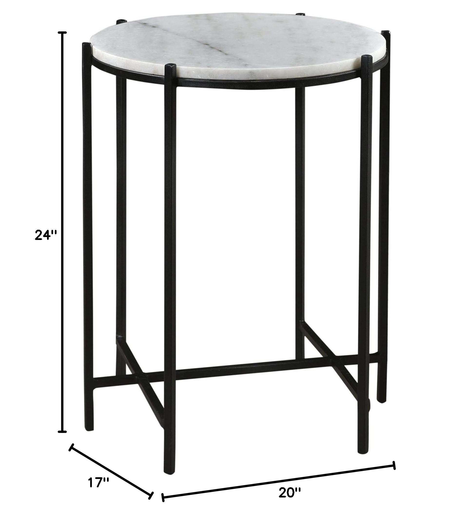 Crestview Collection CVFNR717 Bengal Manor Iron and Marble Accent Table - Elegant Side Table for Living Room, Bedroom, or Office Decor - Perfect for Coffee, Books, and Display