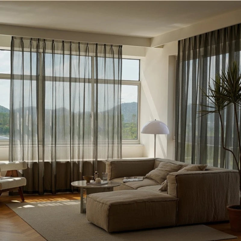 Lillian Gold Gauze Jacquard Sheer Custom Curtains for Living Room & Bedroom - Elegant Window Drapes with Light Filtering Design