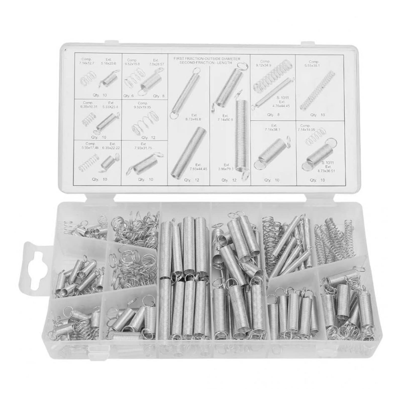 Kigauru 200-Piece Spring Assortment Kit - Extension, Tension & Compression Metal Springs, Galvanized Steel - Perfect for DIY Repairs, Automotive, Industrial & Home Improvement Projects
