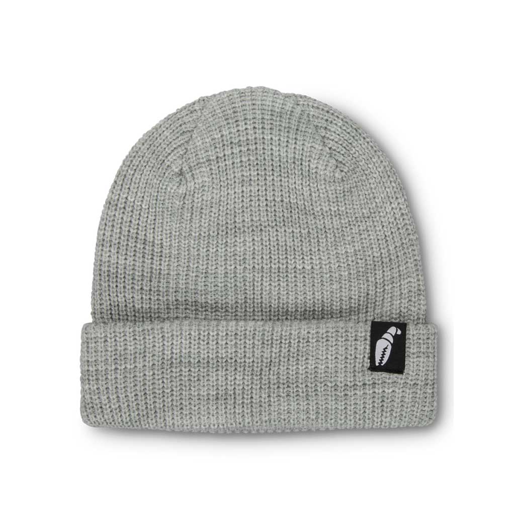 Crab Grab Claw Label Beanie - Heather Grey Winter Hat for Men & Women - Cozy Knit Skull Cap for Snowboarding, Skiing, and Outdoor Activities