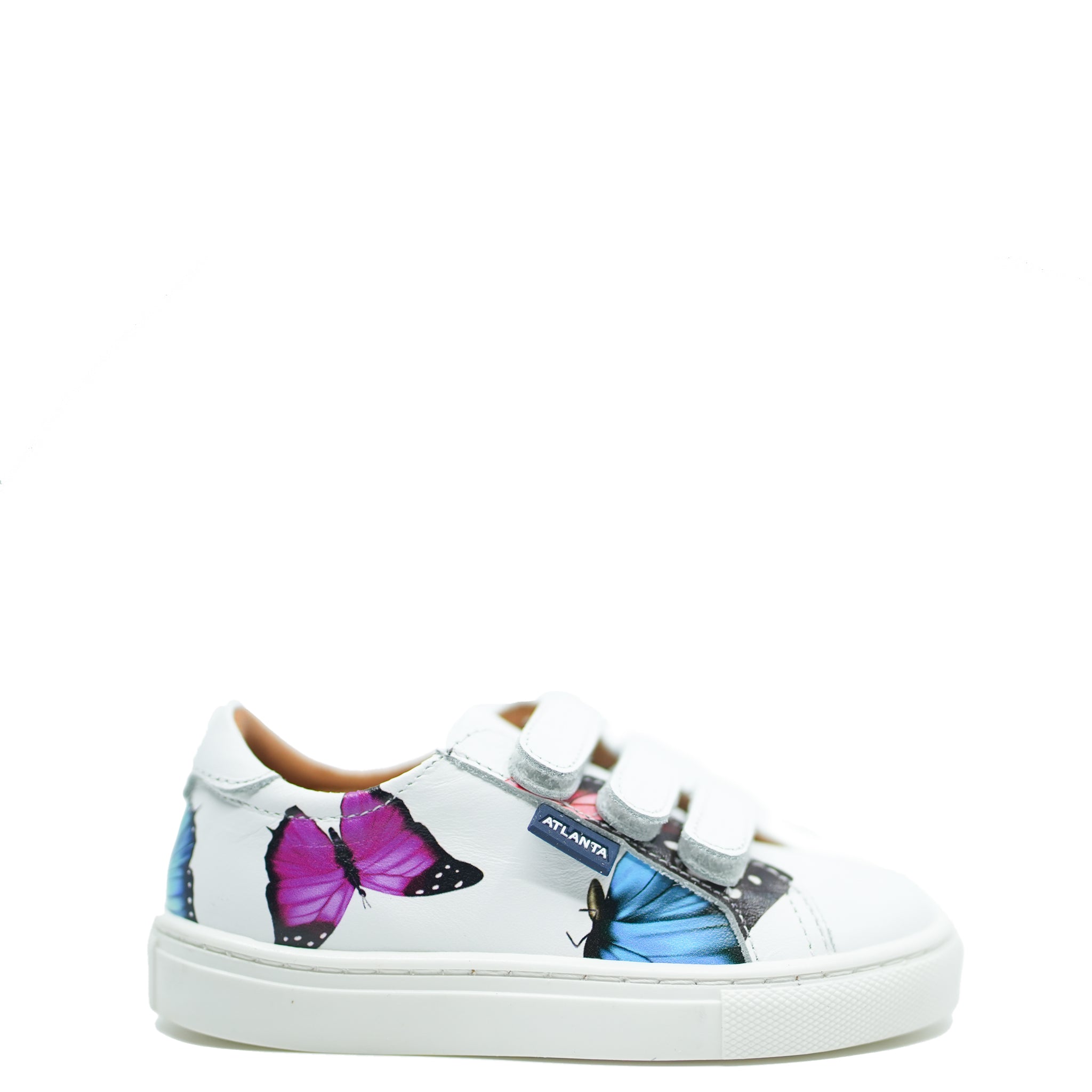 Atlanta Moccasin Butterfly Print Velcro Sneakers for Women - Comfortable Slip-On Casual Shoes for Walking, Travel & Everyday Wear