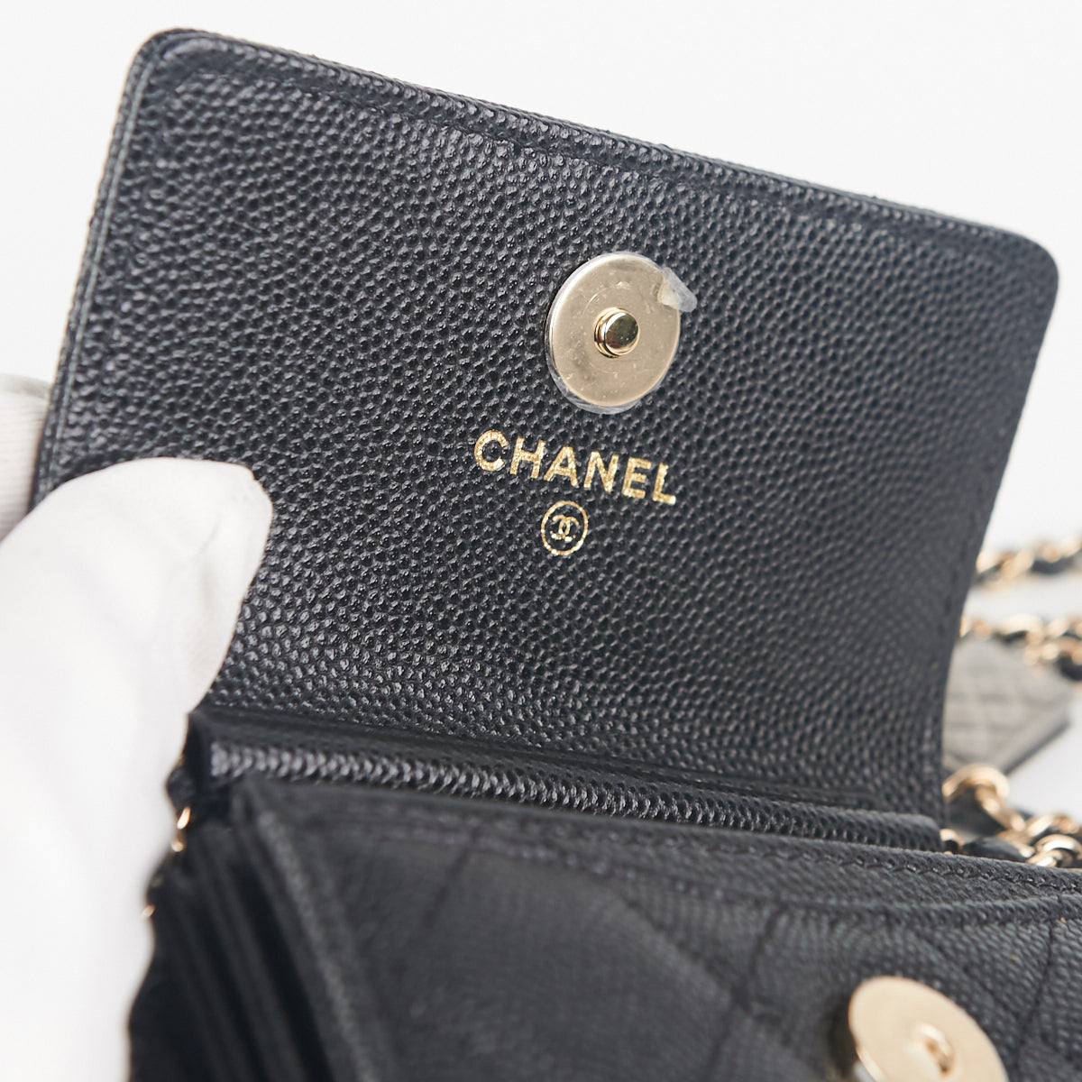 Chanel Quilted Caviar Leather Cardholder on Chain - Black Luxury Wallet for Women | Perfect for Everyday Use, Parties & Travel