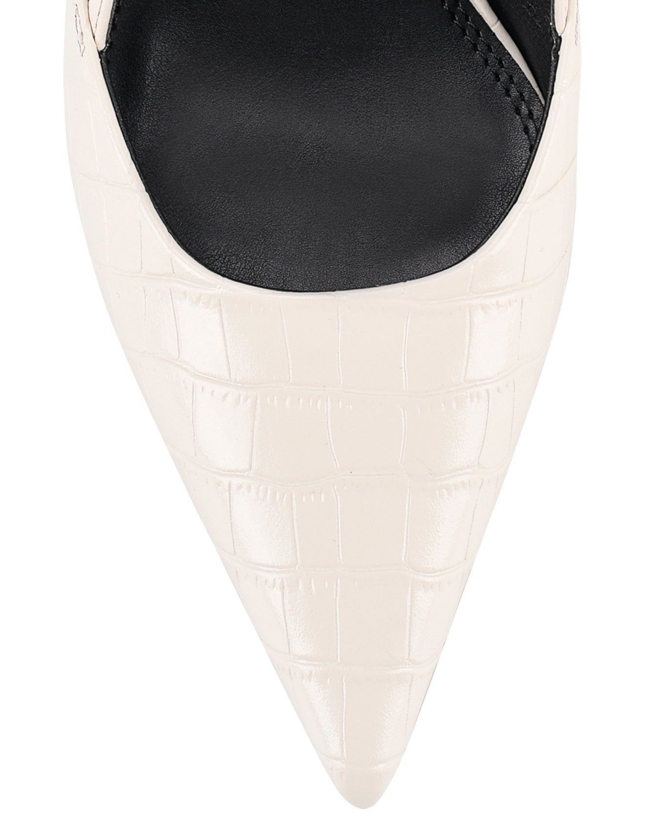 Yasmine Slingback Heels for Women - Chunky Block Heel Sandals in White Crocodile Embossed Leather | Perfect for Weddings, Parties & Office Wear
