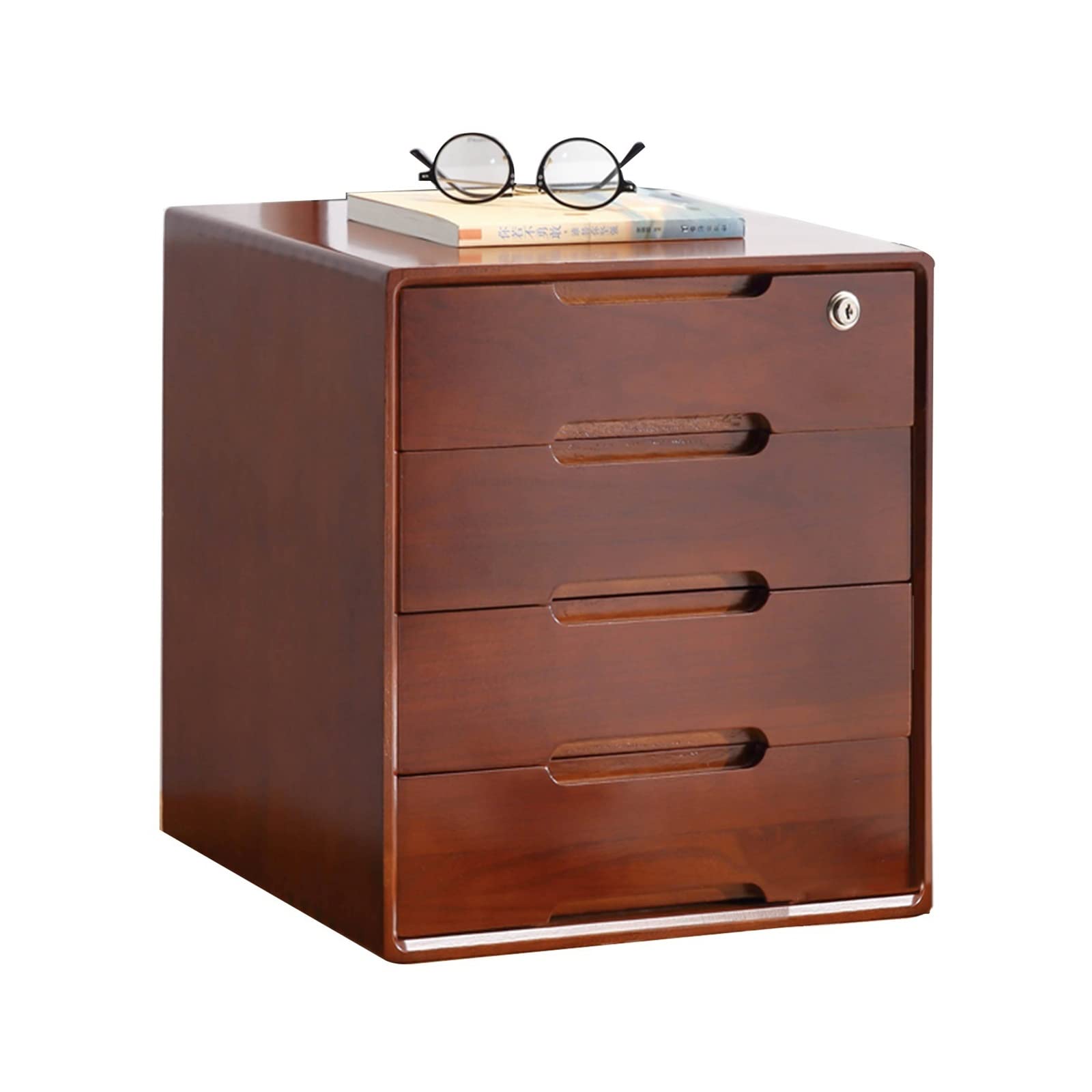 4-Layer Wooden Desktop Storage Cabinet with Lock - A4 File Organizer for Office Supplies, Stationery & Sundries | Perfect for Home Office, Study & Workspace Organization (Color: B)