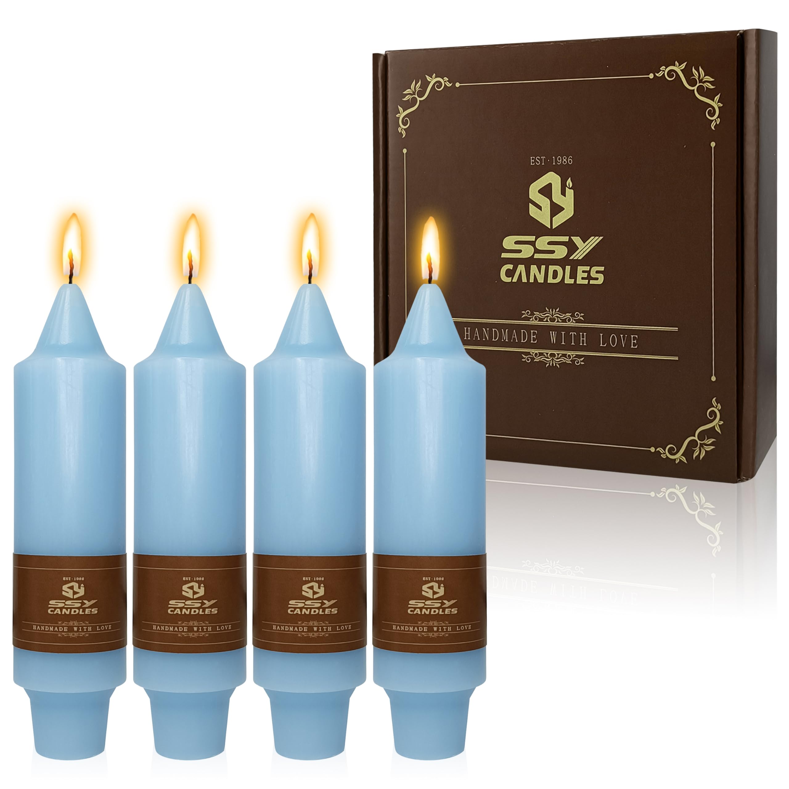 5 Inch Short Taper Candles Blue - Set of 4 Handmade Beeswax Candles for Dinner, Wedding, Party Decor - Elegant Home Decor Candlesticks for Romantic Ambiance, Table Centerpieces & Holiday Celebrations