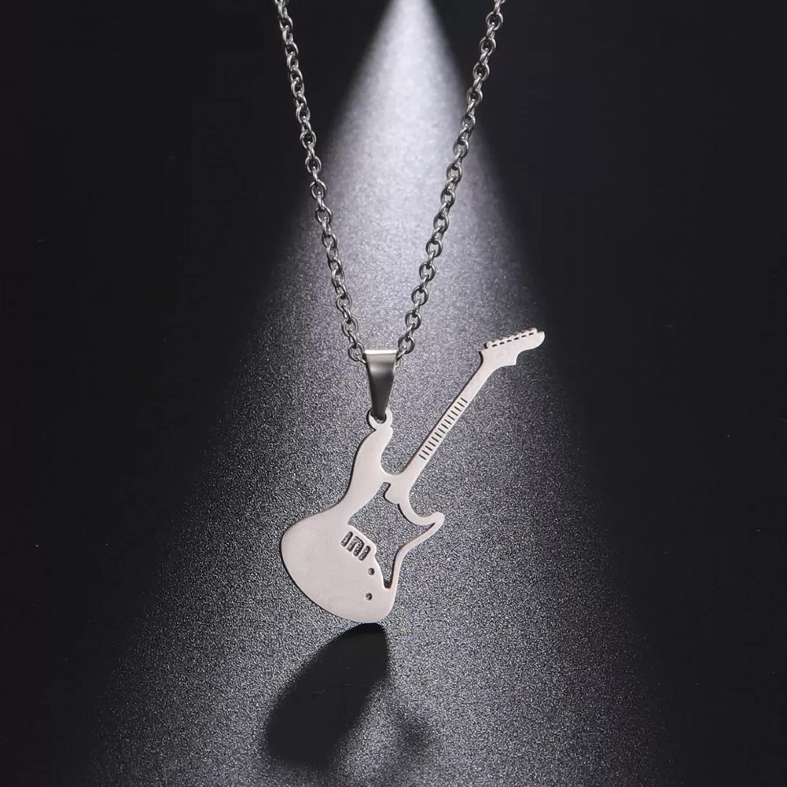 Stainless Steel Trumpet Guitar Pendant Necklace for Men & Women - Musical Instrument Jewelry Gift for Musicians & Music Lovers - Perfect for Concerts, Gifts & Fashion Accessories