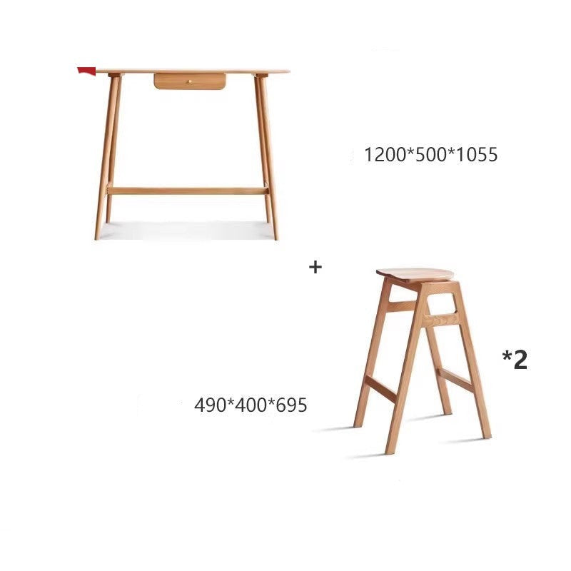 Solid Oak and Cherry Wood Bar Table - Rustic Pub Style Counter Height Table for Kitchen, Dining Room, or Home Bar Decor