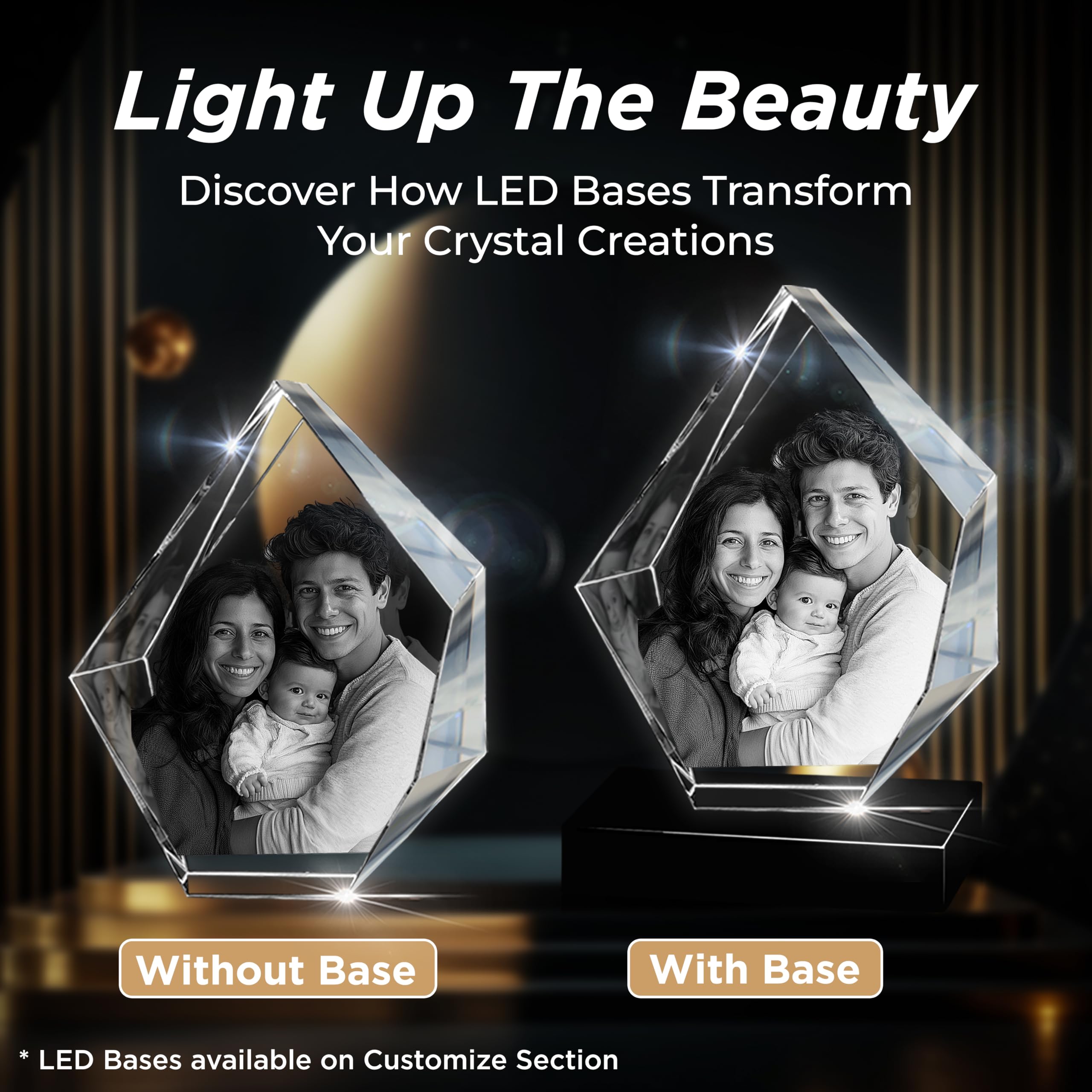 CAPTUR3D Personalized 3D Crystal Photo Gift - Custom Laser Etched Crystal with Your Photo - Perfect Mother's Day, Birthday & Anniversary Present for Mom, Wife & Women - Memorial Keepsake for Special Occasions - Home Decor & Office Display