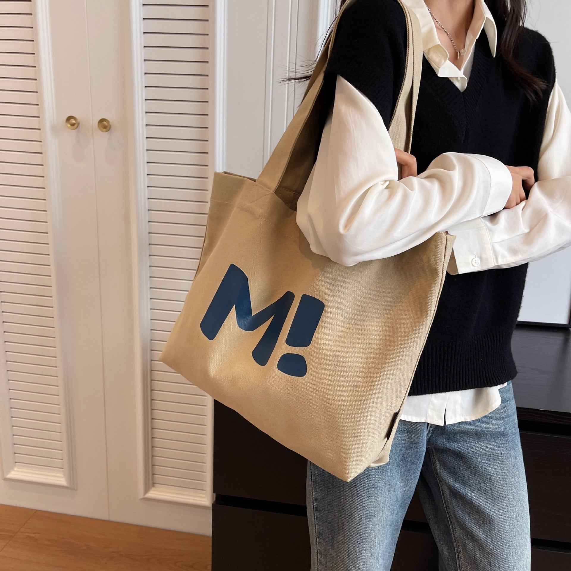Eco-Friendly Canvas Tote Bags for Women - Large Capacity Printed Shoulder Shopping Bags - Perfect for Grocery Shopping, Beach Trips and Daily Use