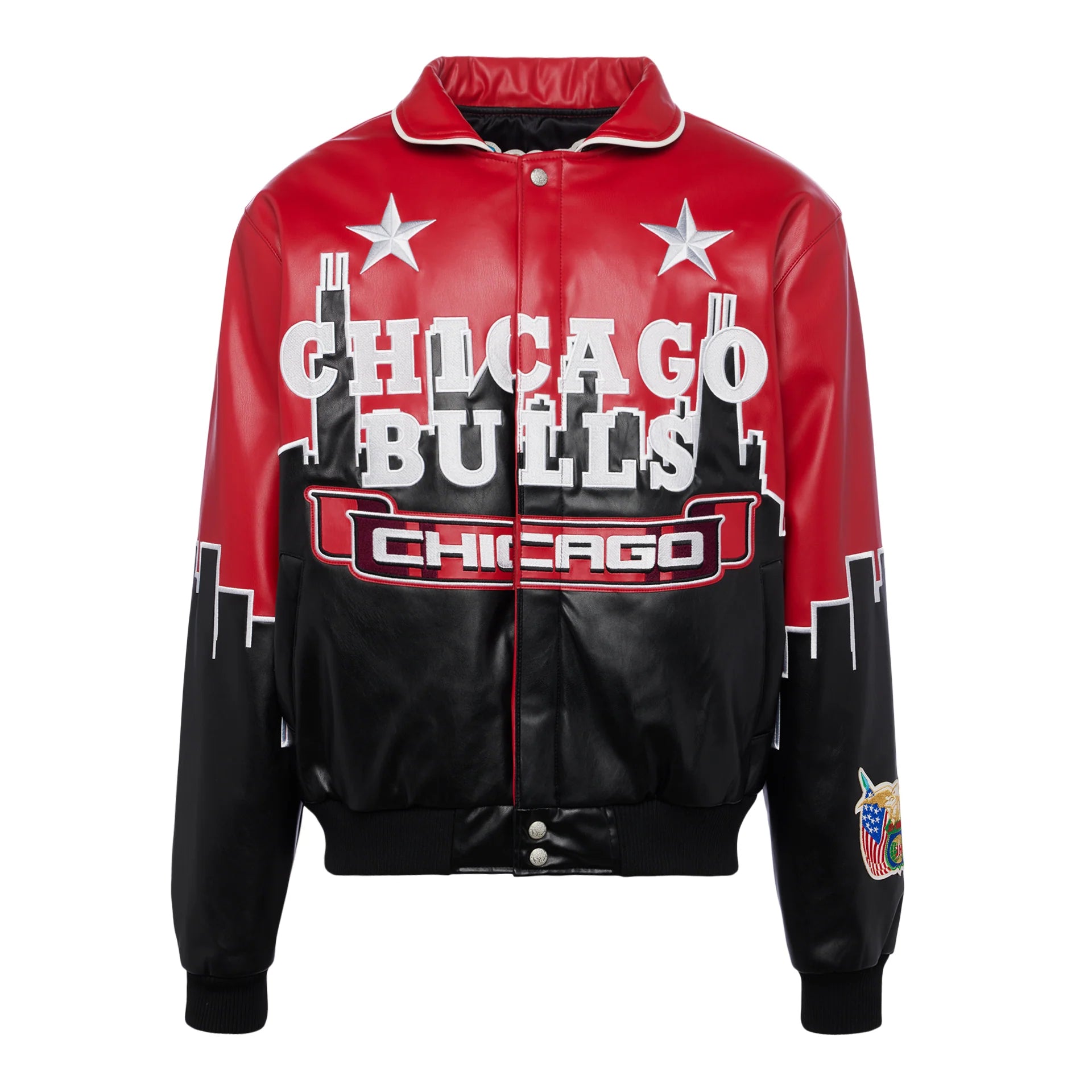 Chicago Bulls Skyline Vegan Leather Jacket for Men - NBA Basketball Fan Jacket - Stylish Vegan Leather Outerwear for Game Day & Casual Wear