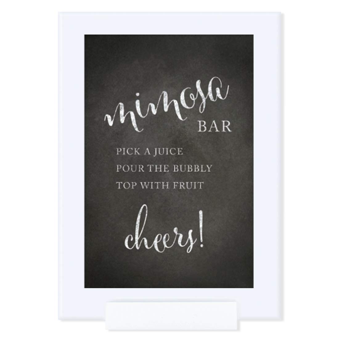 Vintage Chalkboard Wedding Party Signs - 4x6 Inch Framed Mimosa Bar Sign with 'Pick a Juice, Pour Bubbly, Top with Fruit' Design - Perfect for Bridal Showers, Receptions & Dessert Tables - 1-Pack