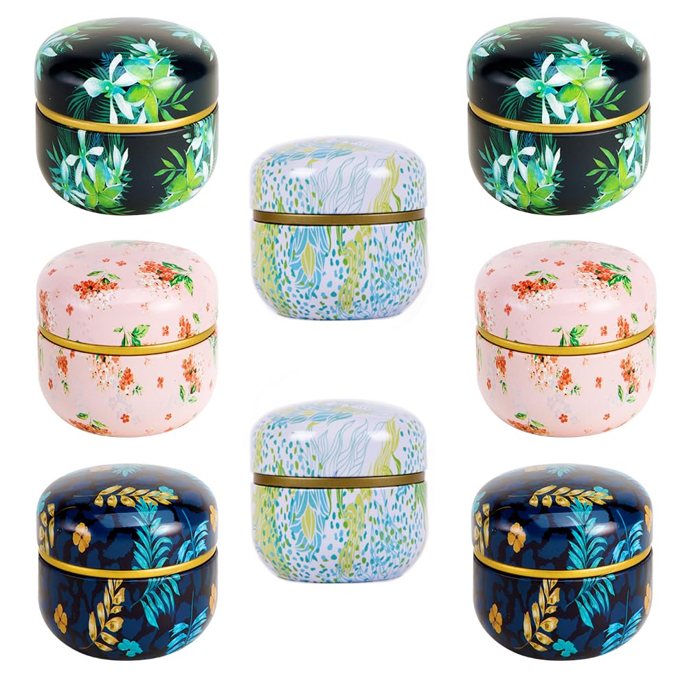 Premium Airtight Tea Storage Containers - 8-Pack WEMEGA Tea Tins for Loose Leaf Tea, Coffee, Candy, Chocolate, Sugar & Spices | Keeps Dry & Fresh | Ideal for Kitchen, Pantry & Gift Giving