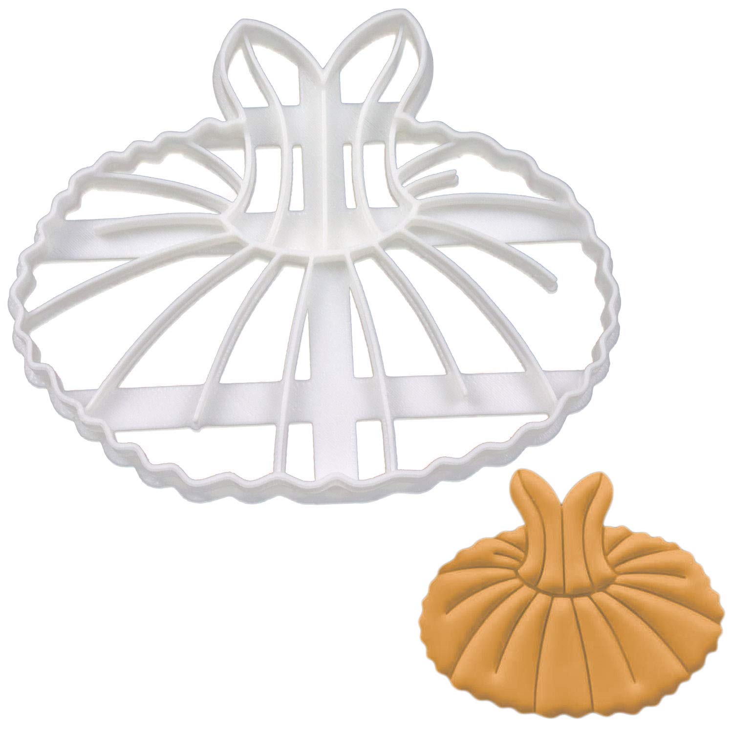 Bakerlogy Tutu Dress Cookie Cutter - 1 Piece Stainless Steel Baking Tool for Princess Party, Baby Shower & Birthday Cake Decorations