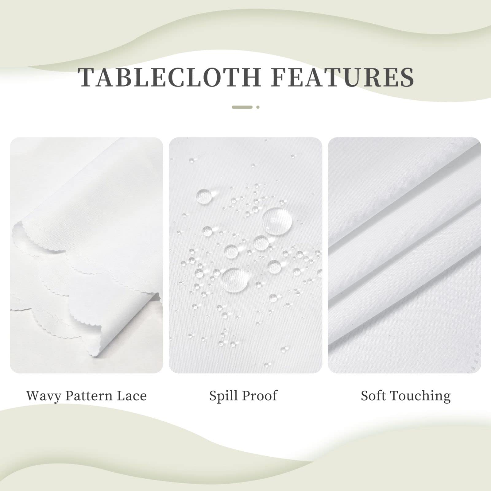 Elegant 60 Inch Round Marble Black Tablecloth - Oil Proof, Spill Proof & Easy Clean with Lace Trim - Perfect for Dining Tables, Weddings, Parties & Home Decor
