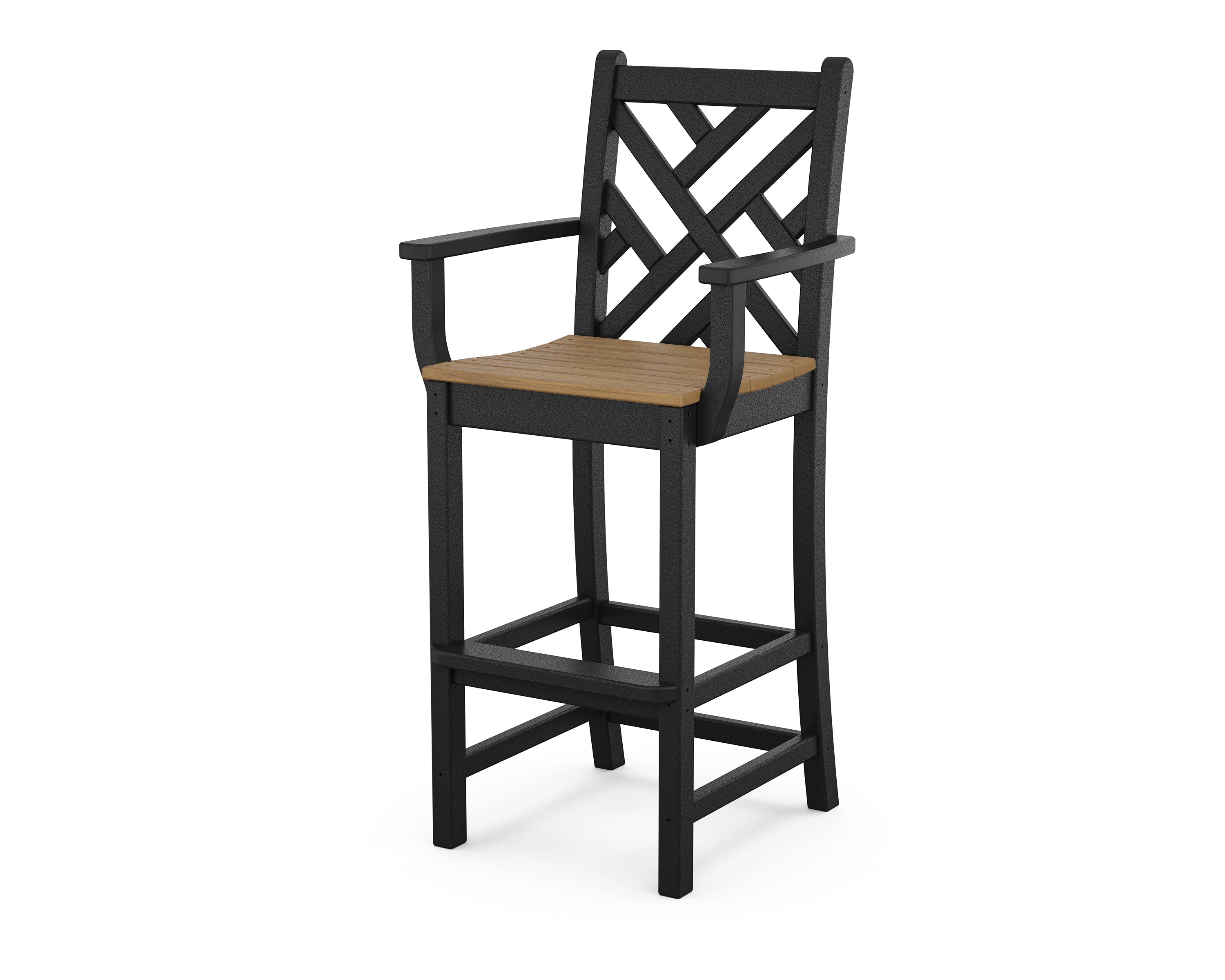 POLYWOOD Chippendale Bar Arm Chair - Outdoor & Indoor Durable Resin Wicker Dining Chair for Patio, Deck, Poolside, and Restaurant Use