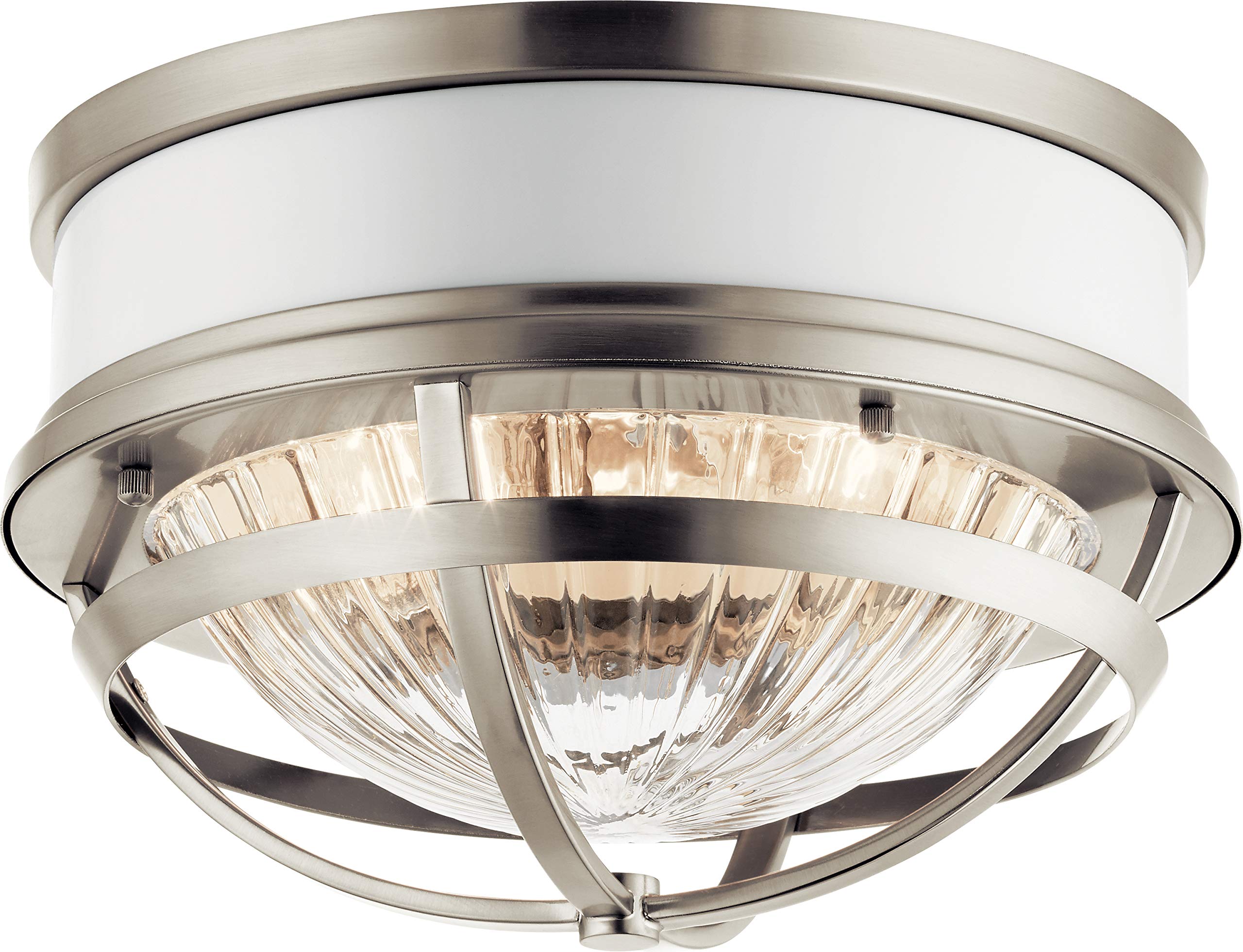 Kichler Tollis 12 Inch Brushed Nickel White Ceiling Light Fixture - Modern Flush Mount Lighting for Bedroom, Kitchen, Hallway & Living Room