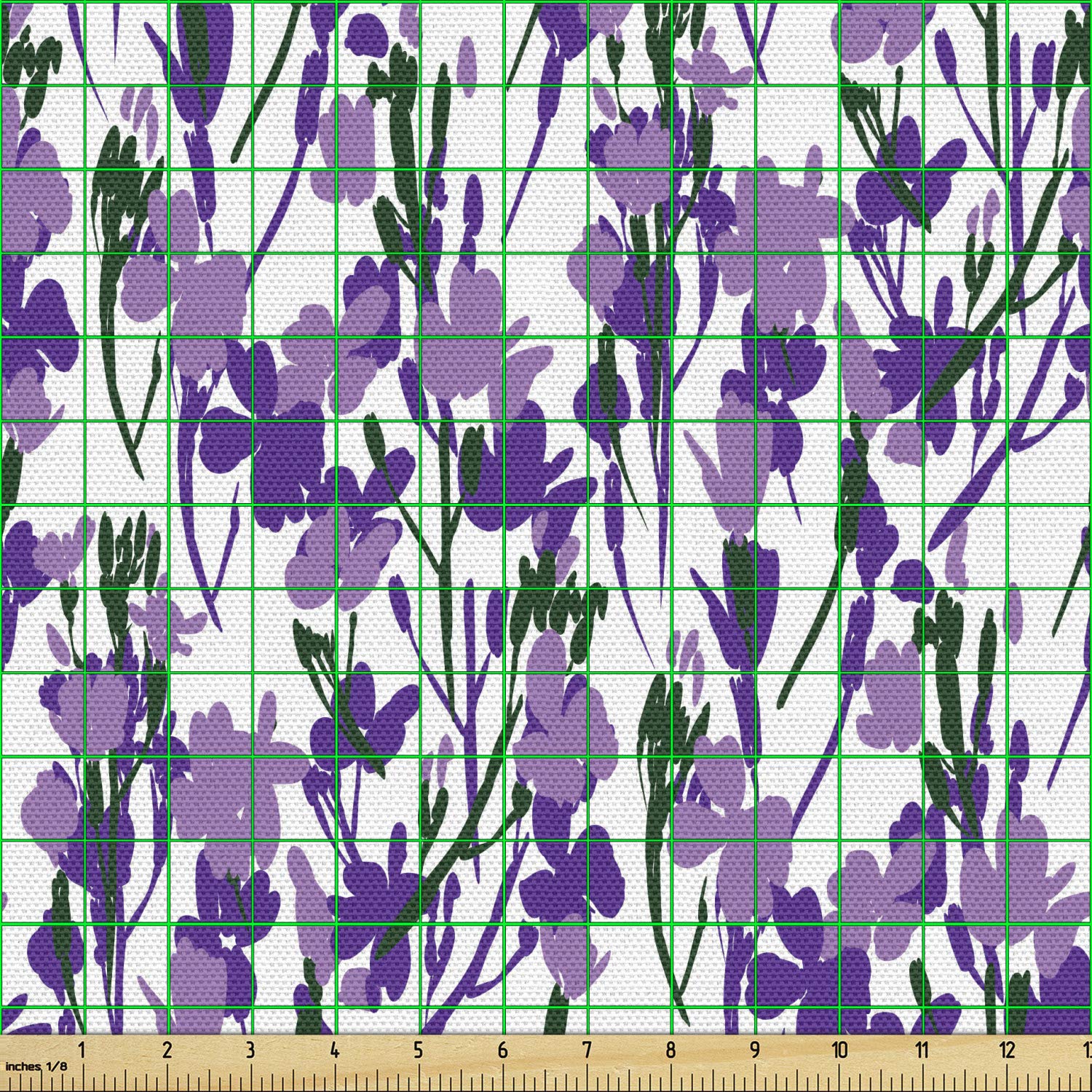 Ambesonne Floral Fabric by The Yard - Continuous Wild Flower Blossoms Tropical Bouquet Print, Decorative Upholstery Fabric for Sofa, Curtains & Home Decor (Lavender Jade Green) - Perfect for Spring Home Makeover, DIY Projects & Boho Chic Interior Design