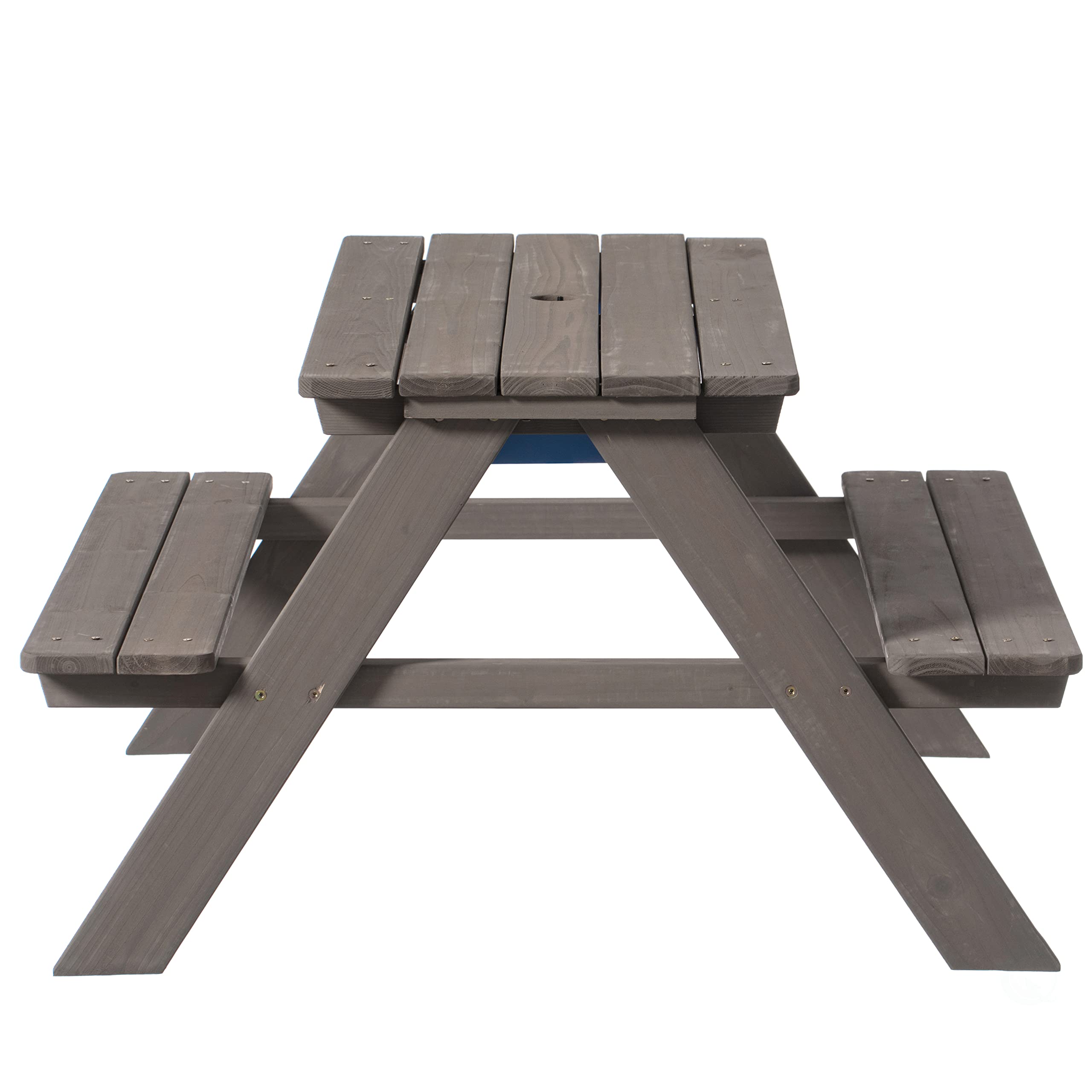 Gardenised Kids Picnic Play Table with Sandbox & Umbrella Hole - 2 Removable Play Boxes, Gray (QI004476) - Perfect for Outdoor Play, Backyard Fun & Toddler Activities