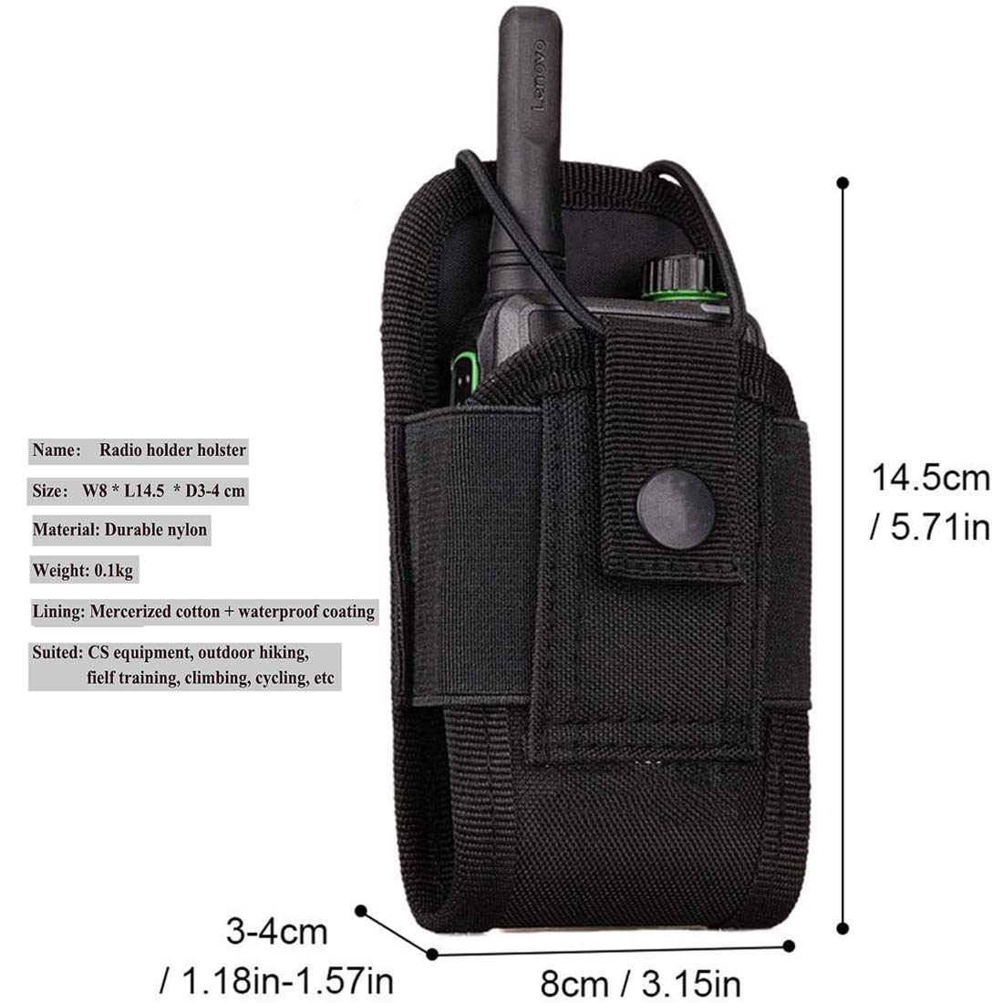 Tactical Molle Radio Holder & Walkie Talkie Pouch - 2 Pack Black Duty Belt Holster for Hunting, Security & Outdoor Communication - Perfect for Police, Military & Camping Gear