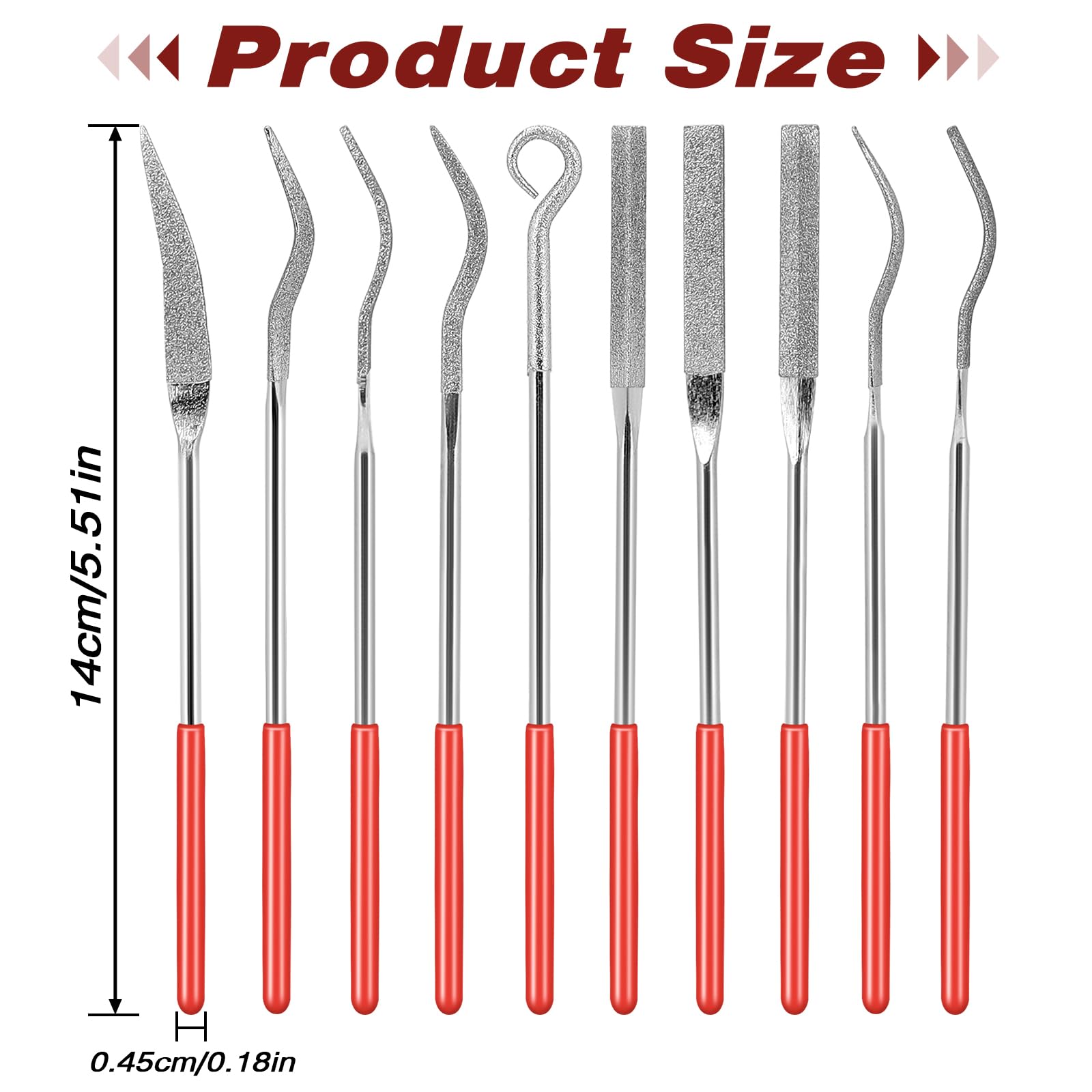 10Pcs Diamond Needle File Set - Mini Metal Files for Jewelry, Stone Carving & Model Making - 140mm/5.5inch Precision Tools for DIY Crafts, Watch Repair & Metalworking Projects