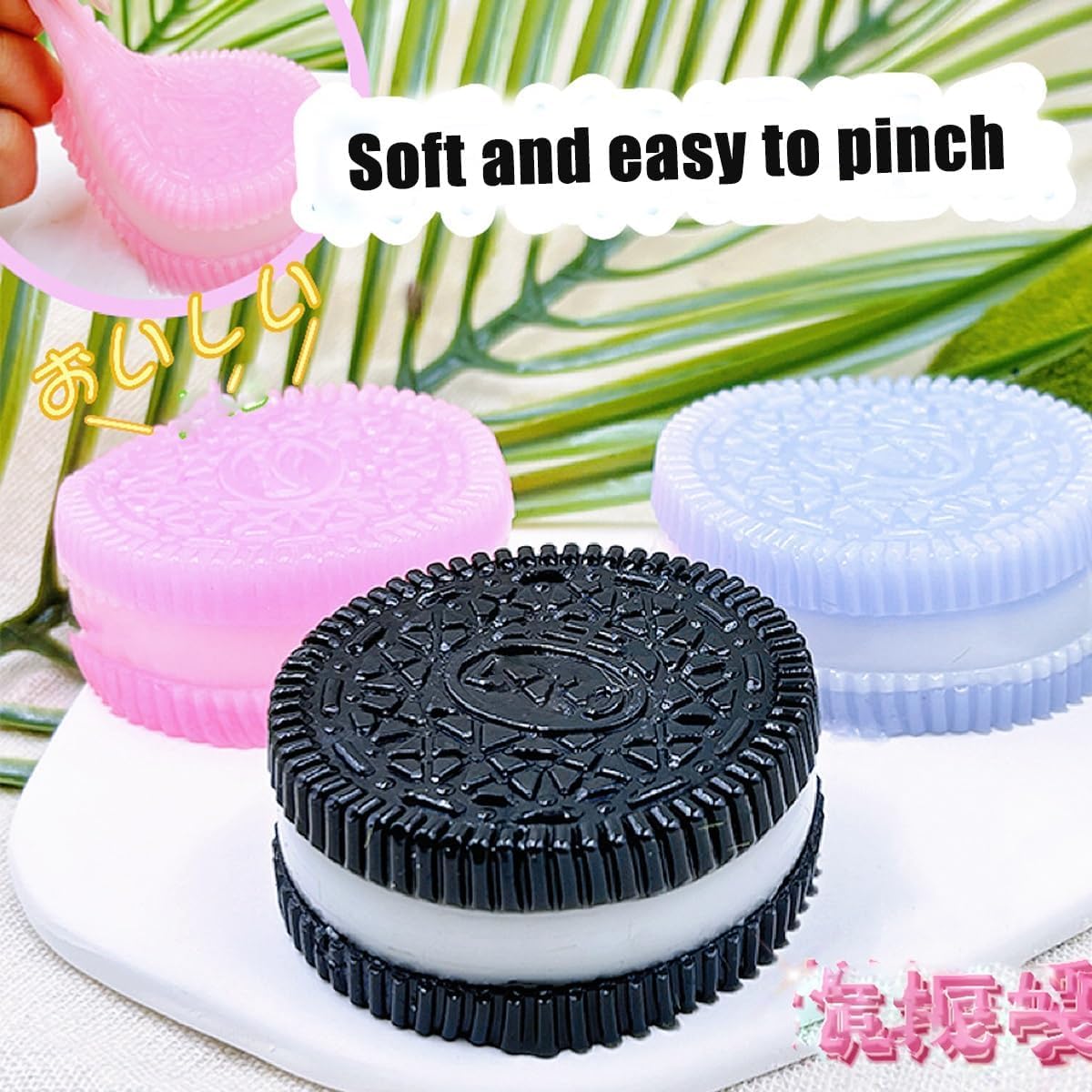 Pink Cookie Squishy Stress Relief Toy - Ultra Soft Pinching Sandwich Simulation Decompression Fidget Toy for Anxiety & Stress Relief - 4PCS Set - Perfect for Office, School & Home Relaxation