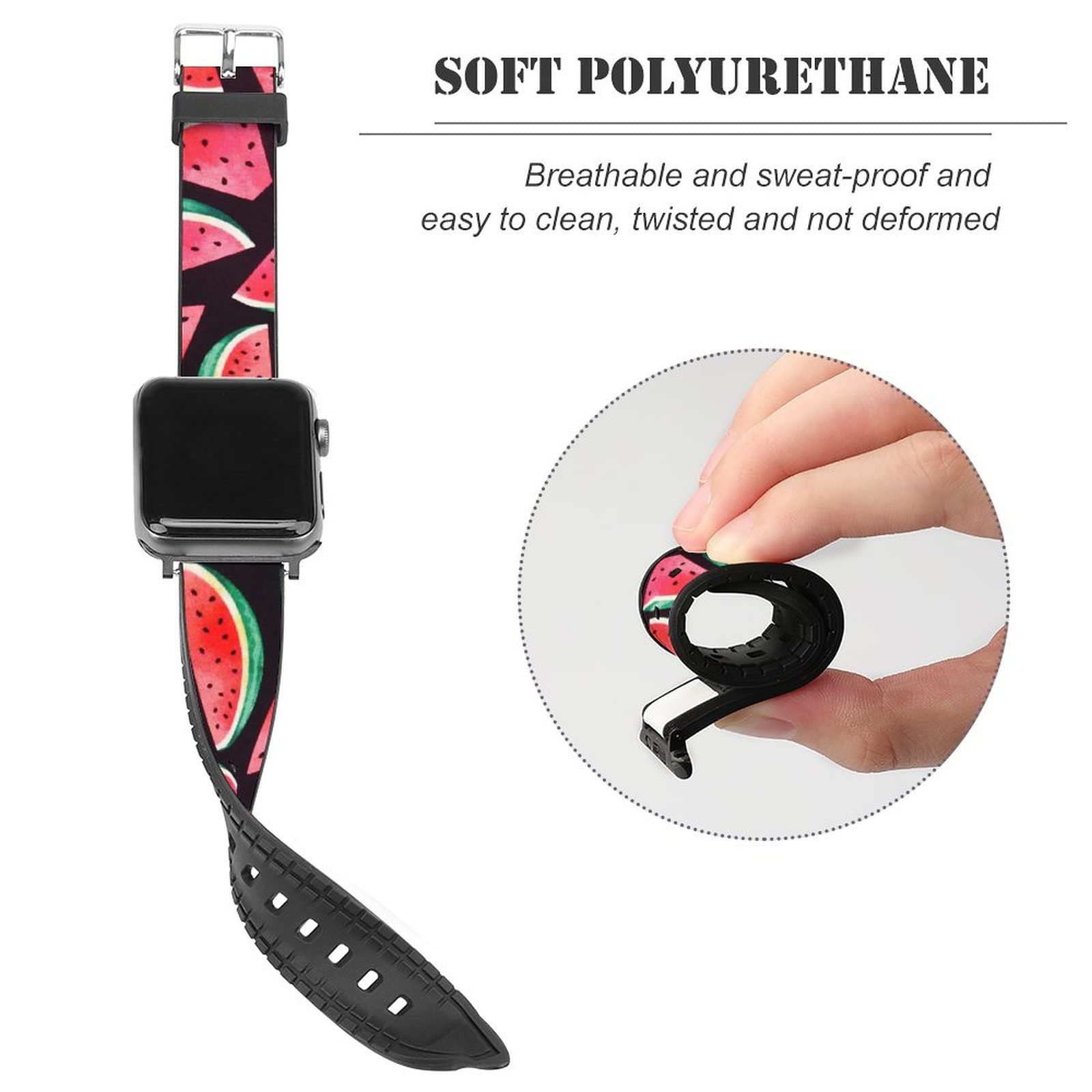 Soft Leather Watch Bands for Apple Watch 38mm/40mm - Compatible with iWatch Series 7/6/5/4/3/2/1 - Stylish Replacement Strap for Women & Men - Summer Watermelon Design - Perfect for Workouts, Swimming & Everyday Wear