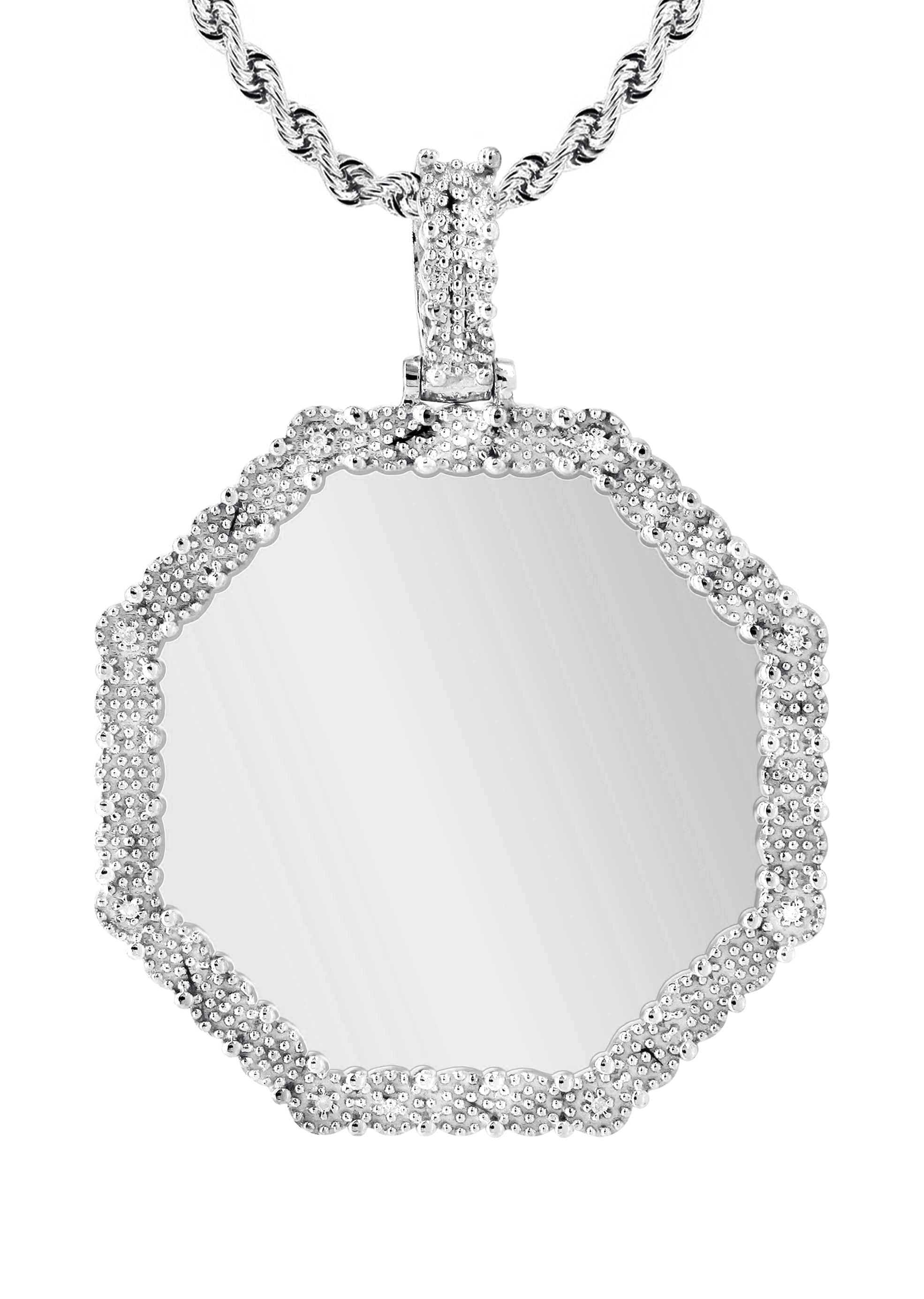 10K White Gold Diamond Octagon Picture Pendant Necklace for Women - 25 Grams | Elegant Jewelry Gift for Anniversary, Birthday & Special Occasions