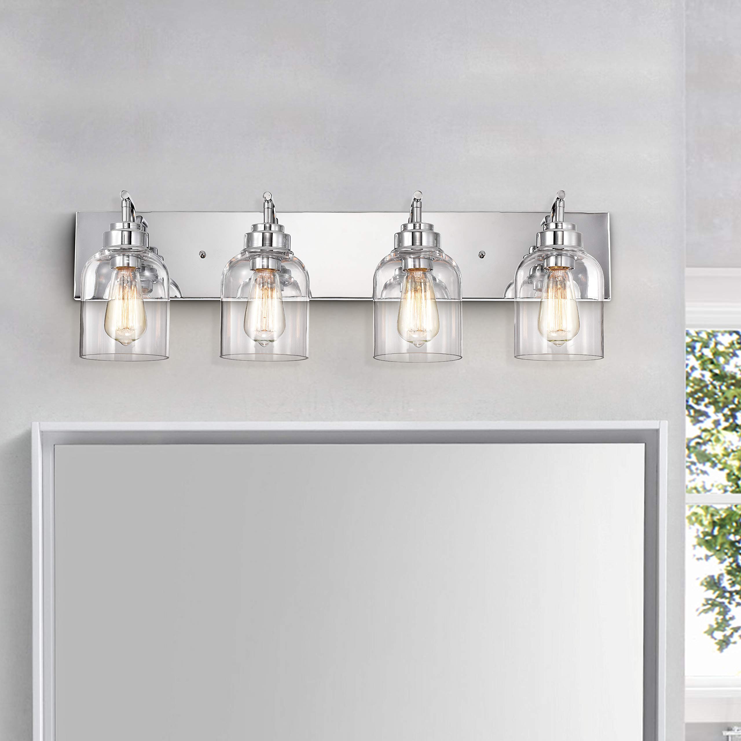 4-Light Chrome Bathroom Vanity Light Fixture - 30