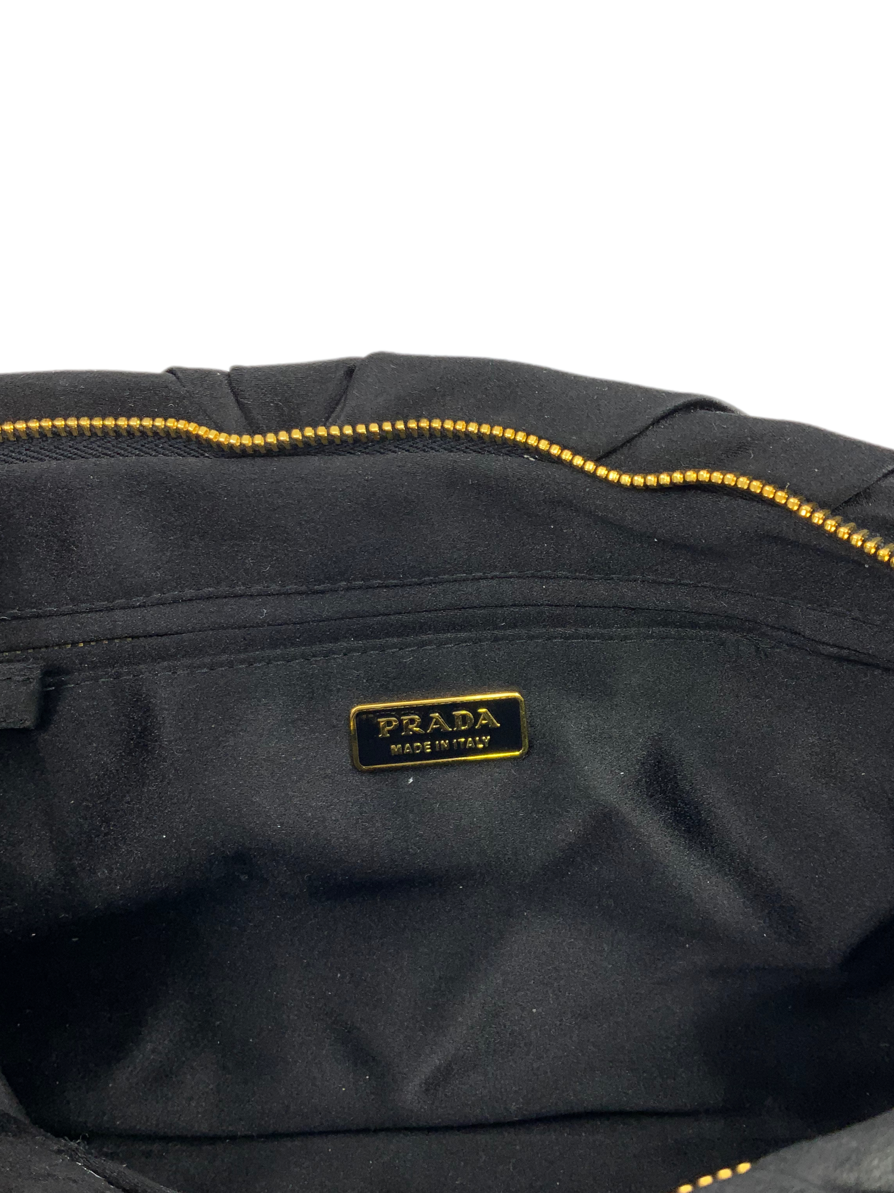 Prada Satin Rosette Clutch Bag for Women | Elegant Evening Clutch | Perfect for Parties, Weddings & Special Occasions