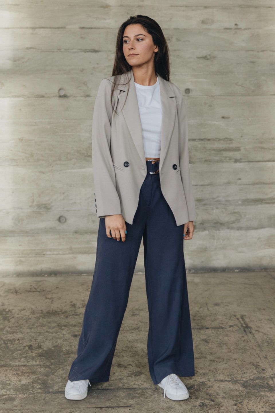 Harper Stone Textured Double Breasted Blazer for Women - Elegant Office & Business Formal Wear - Perfect for Work, Interviews, and Professional Events