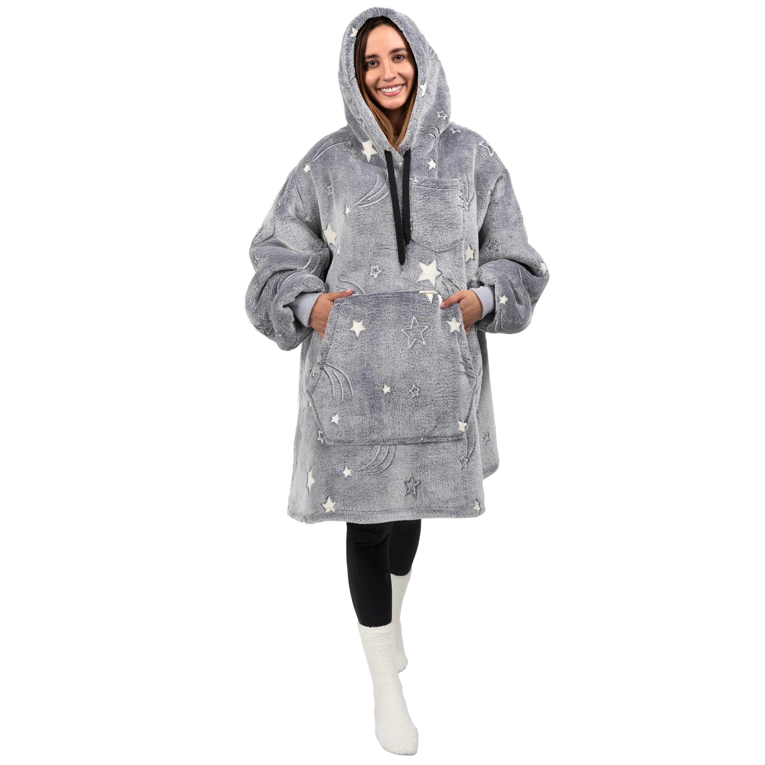 PAVILIA Women's Sherpa Wearable Blanket Hoodie - Oversized Cozy Fleece Sweatshirt Blanket with Hood for Men & Women | Perfect for Lounging, Netflix Nights & Outdoor Camping
