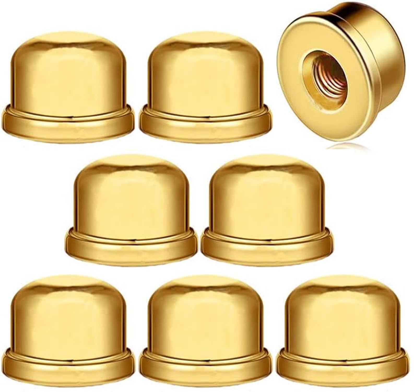 8Pcs Gold Lamp Finials - 1/2 Inch Decorative Knob for Lamp Shade Holder Harp, 1/4-27 Threaded Screw Cap - Solid Metal Lamp Accessories for Living Room, Bedroom & Office Lighting Decor