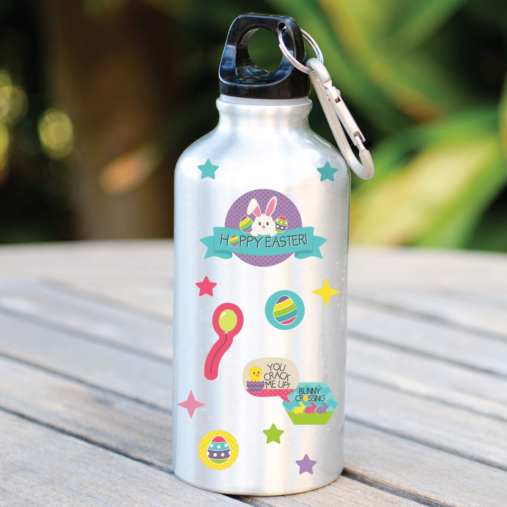 Big Dot of Happiness Hippity Hoppity Easter Bunny Stickers for Kids - 16 Sheets with 256 Adhesive Stickers - Perfect for Easter Party Favors, Classroom Rewards & Scrapbooking