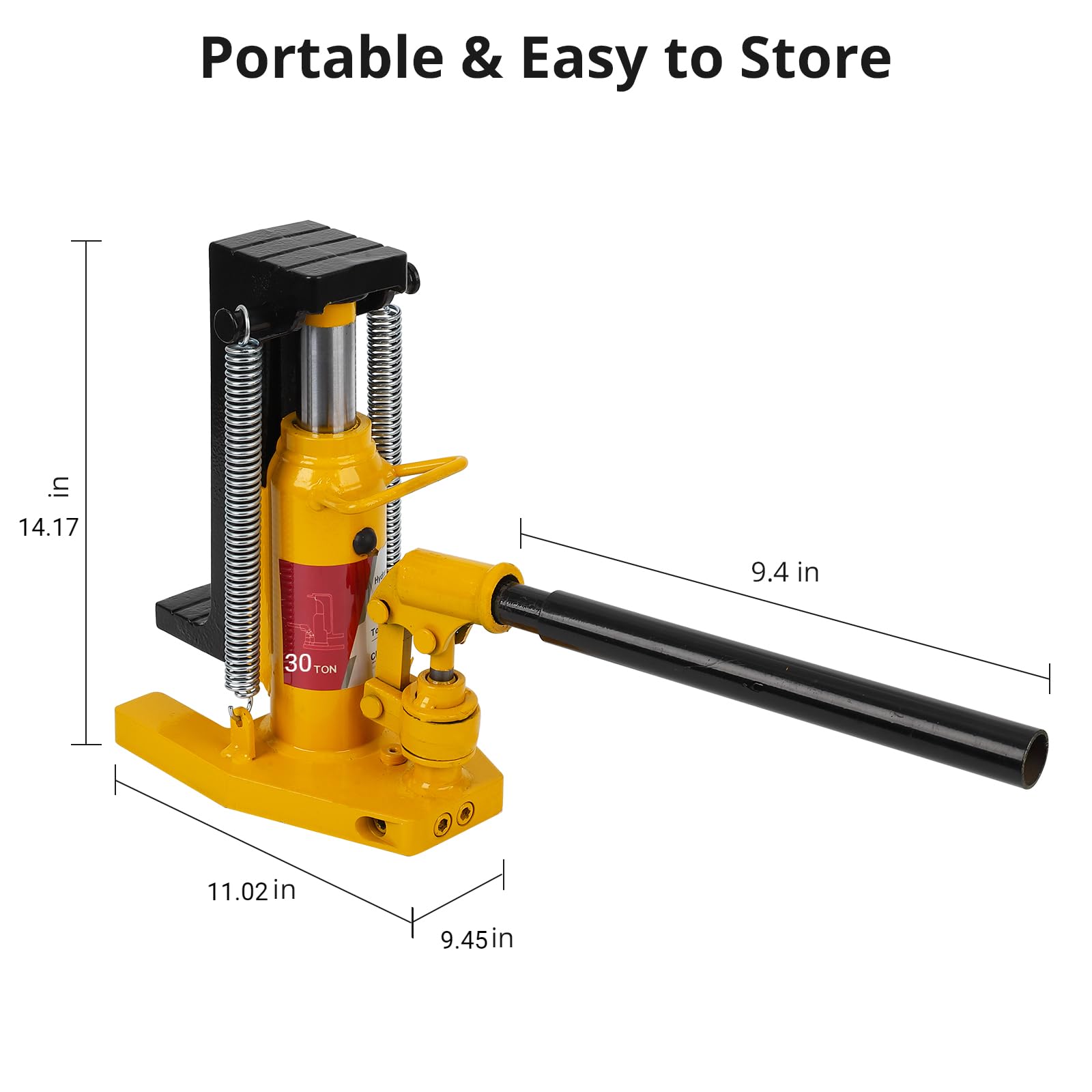 GARVEE 30 Ton Hydraulic Toe Jack - Heavy Duty Floor Lift with Manual Hand Pump for Automotive, Industrial, and Construction Use