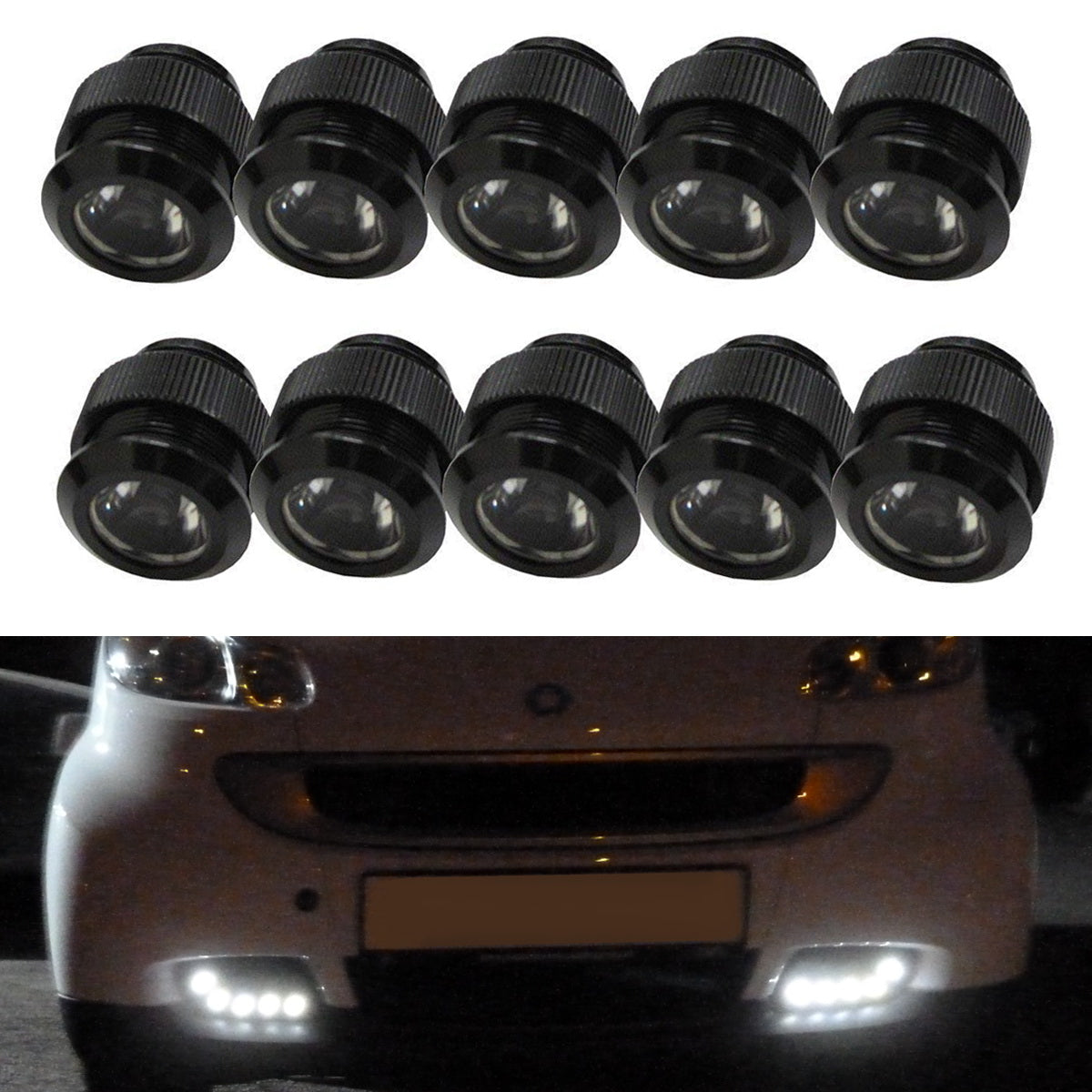 Brabus Style 30W 10-Piece LED Daytime Running Lights Kit for 2008-2012 Smart Fortwo - Upgrade Headlights for Enhanced Visibility & Style (Daytime Safety & Night Driving)