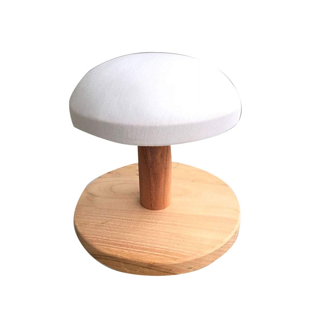 Portable Wooden Sleeve Board with Round Base - Mini Hemispherical Ironing Board for Collars & Sleeves, Linen Fabric Cover - Perfect for Home, Dorm & Travel (19cm, White) | Ideal for Quick Garment Pressing & Small Space Ironing Needs