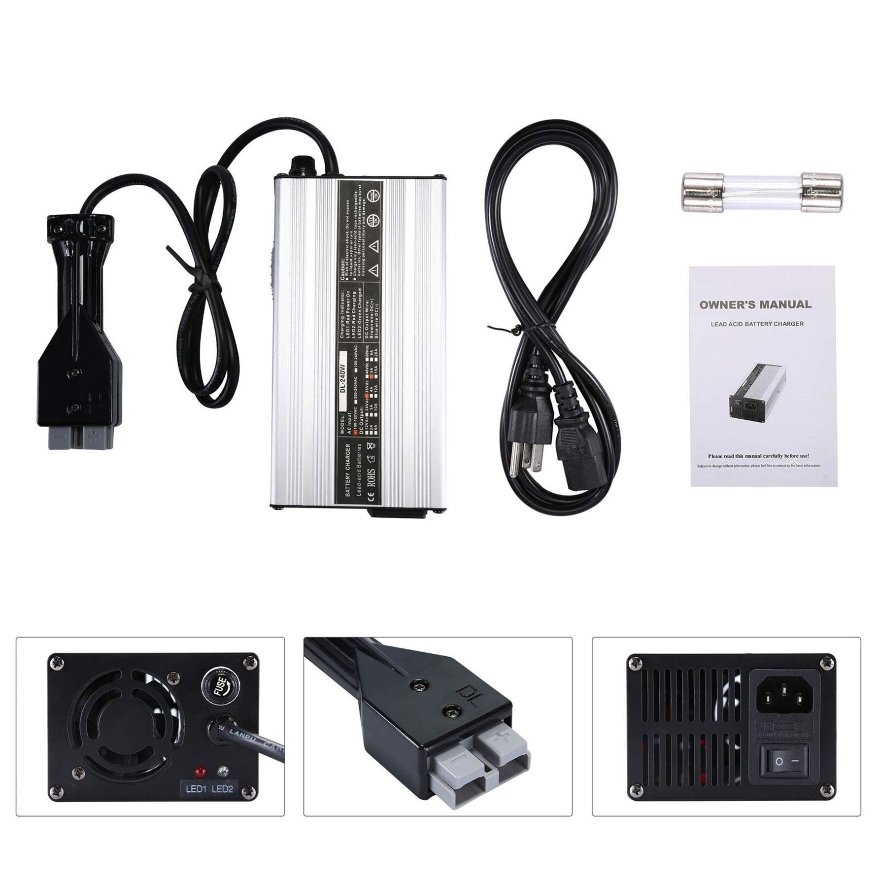 36V 5A Golf Cart Battery Charger with SB50 Plug - Portable Lightweight Slim Charger for EZGO TXT, Club Car & Yamaha Golf Carts - Perfect for Home, Course & RV Use