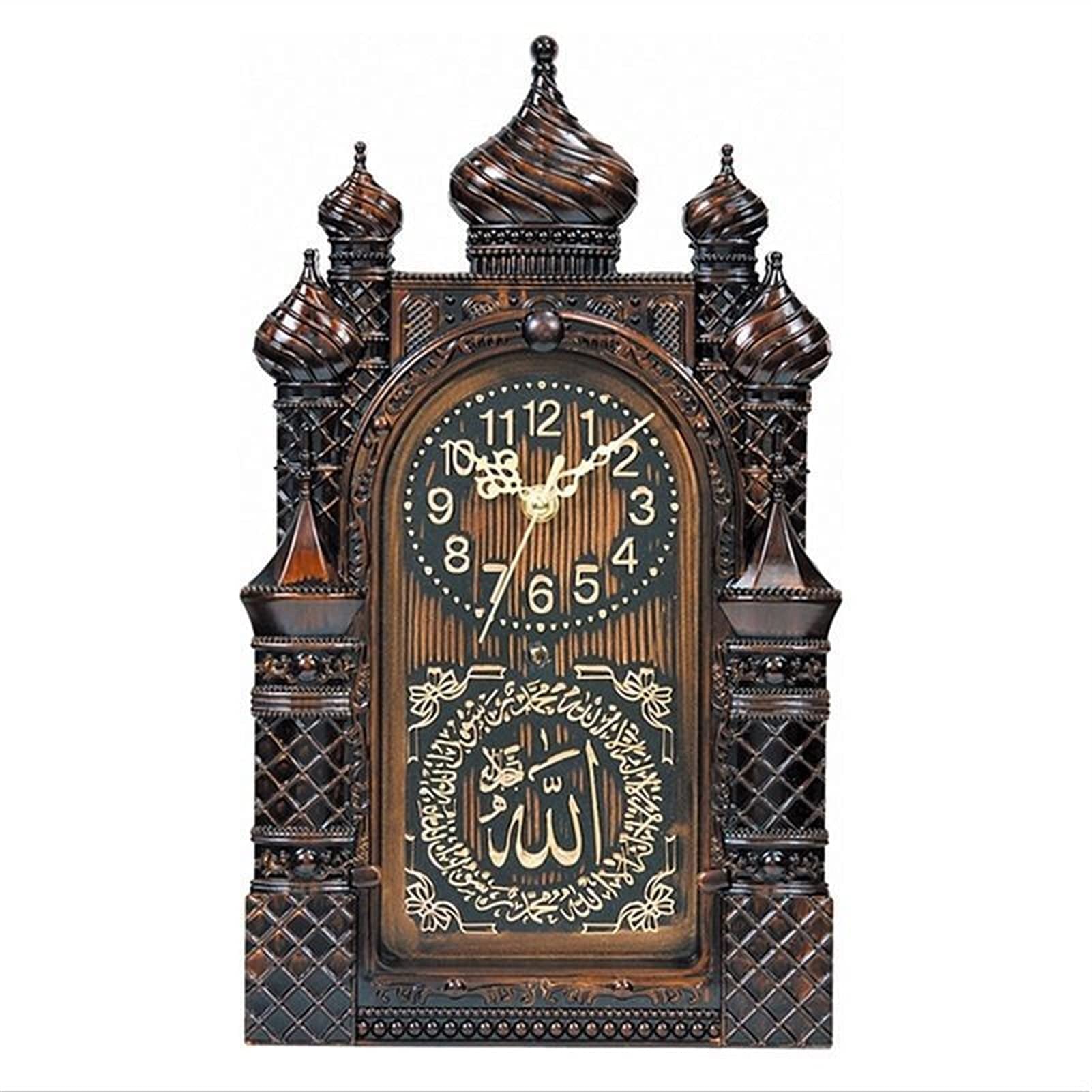 YPZ Digital Alarm Clock with Masjid Mosque Design - Islamic Prayer Time Clock with Allah Shahadah & Arabic Quran - Perfect Muslim Gift for Home, Office, or Travel (Brown)