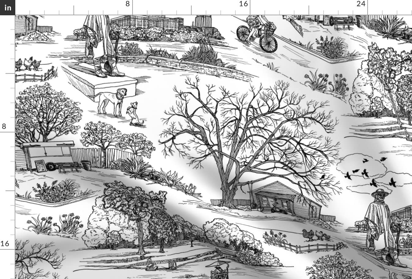Texas Toile White Bicycle River Printed Minky Fabric Fat Quarter - Soft Plush Fabric for Sewing Baby Blankets, Quilt Backing & DIY Plush Toys - Perfect for Nursery Decor, Baby Shower Gifts & Craft Projects
