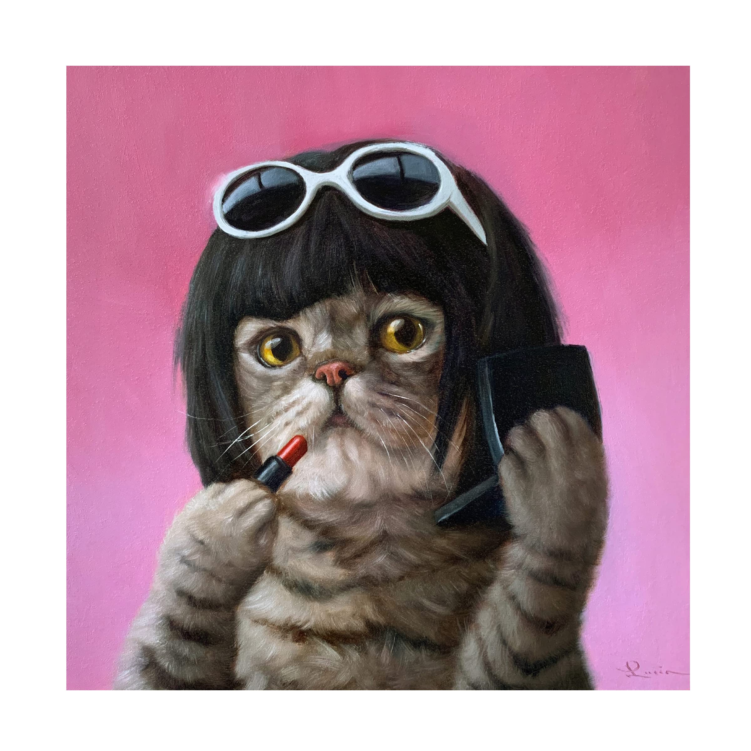 Lucia Heffernan 'Bob Cat' Canvas Art Print - Whimsical Animal Wall Decor for Living Room, Bedroom & Office - Trademark Fine Art Collection