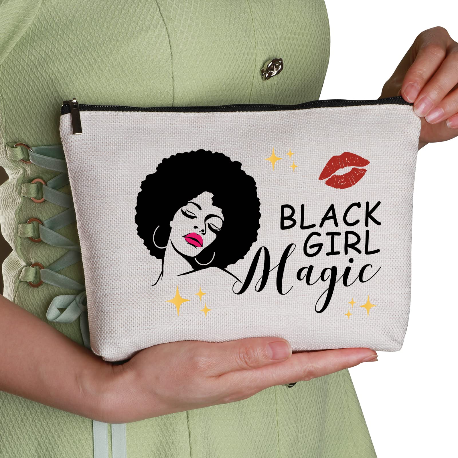 Black Magic Makeup Travel Bag - African American Melanin Gifts for Women - Inspirational Birthday, Christmas & Retirement Gifts for Sister, Friend, Aunt & Mom - Perfect for Travel, Cosmetics Storage & Special Occasions
