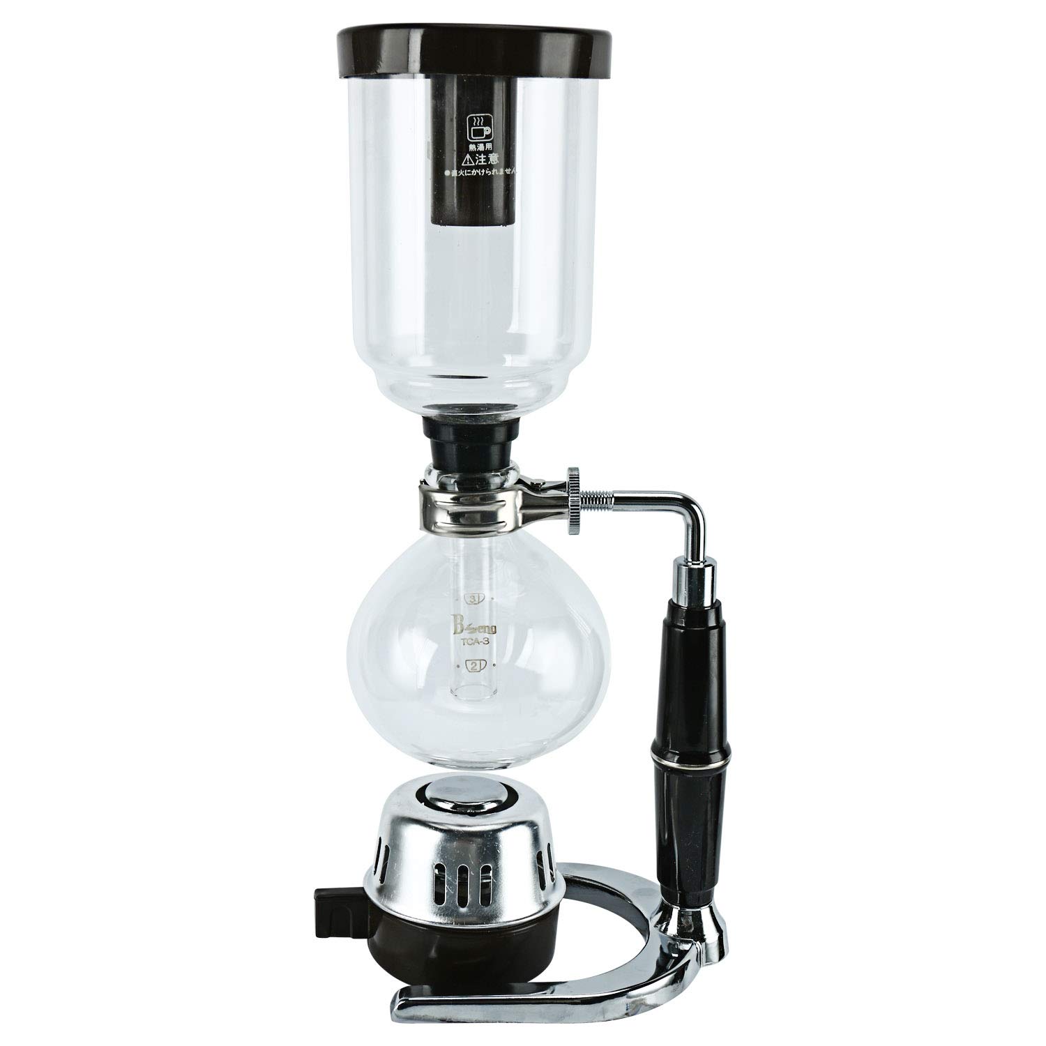 Premium Boeng Tabletop Siphon Coffee Maker with Alcohol Burner - Includes Plastic Coffee Spoon, Filter Cloth & Wooden Stirrer - 3 Cup Capacity - Perfect for Home Brewing, Coffee Shops & Gifts for Coffee Lovers