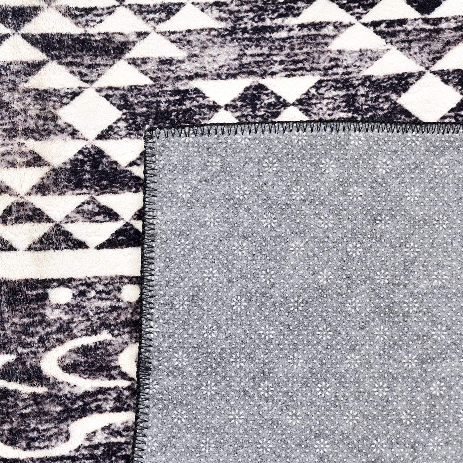 Modern Non-Slip Washable Area Rug - 6.7'x9.8' Neutral Black and White Indoor Carpet for Living Room, Bedroom & Dining Room - Soft Comfort for Home Decor & Family Gatherings