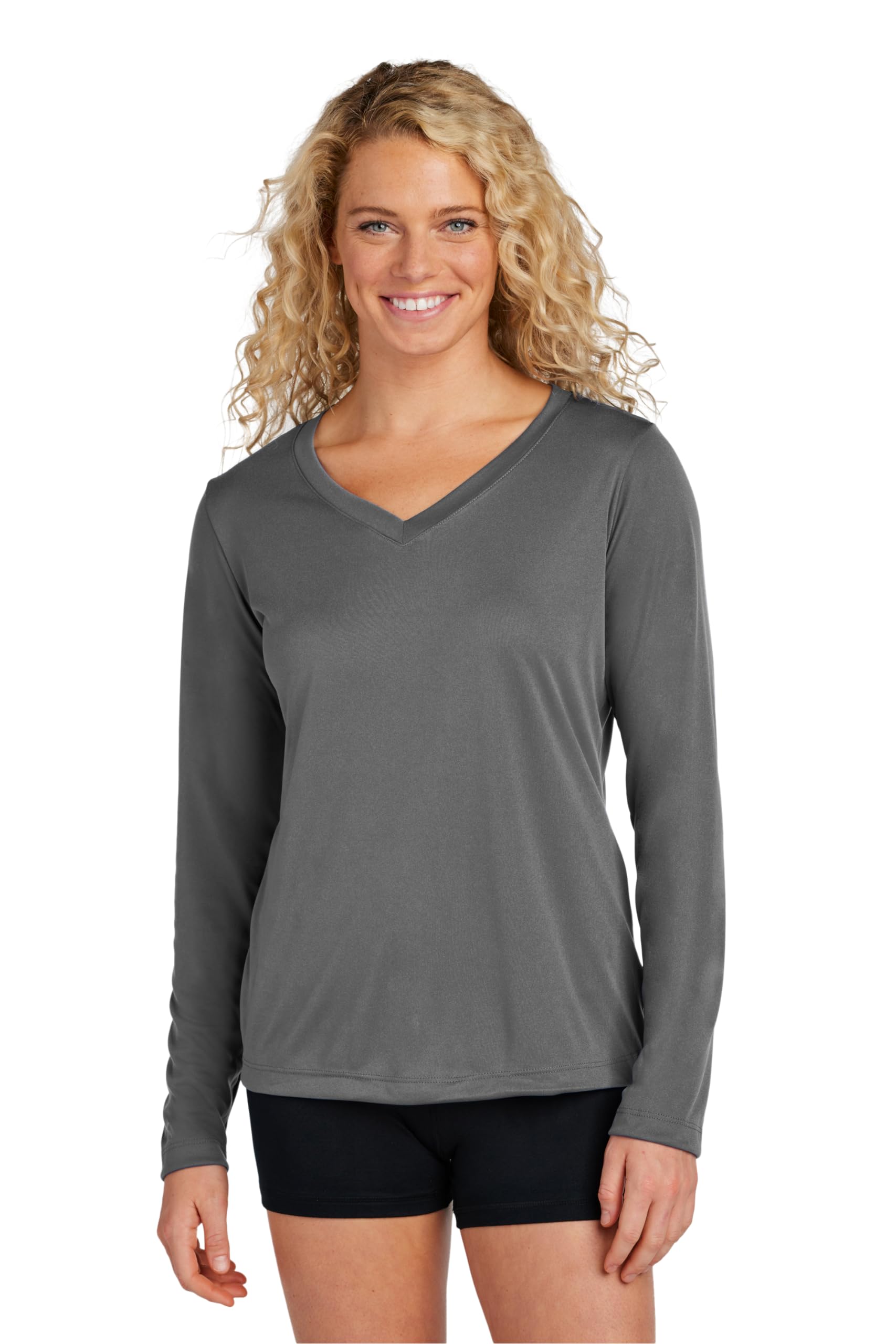 Women's Long Sleeve V-Neck Workout Tops - Gym & Yoga Shirts in Plus Sizes
